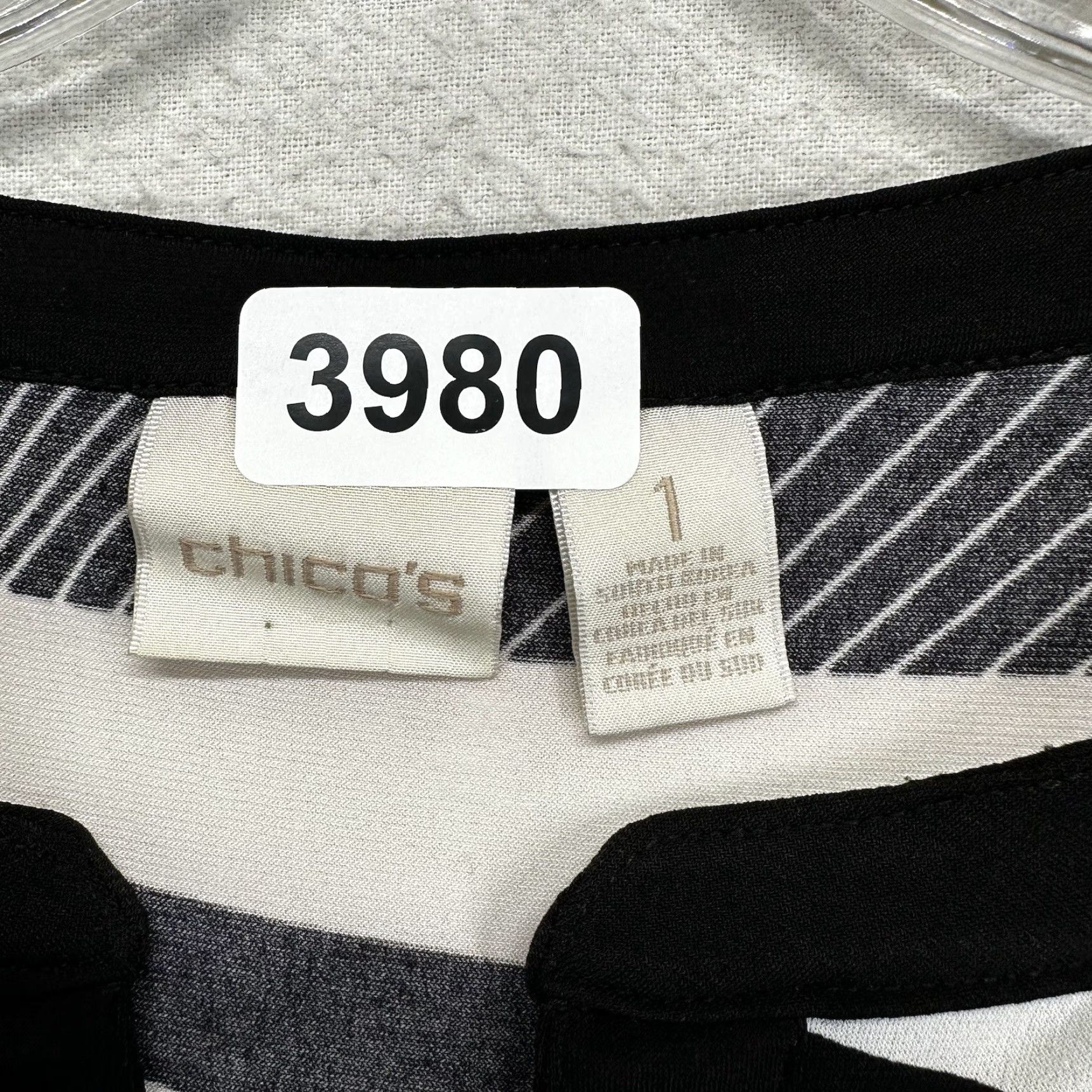 Vintage Chicos Shirt Geometric Black White Short Sleeve Stretch Womens M Size M / US 6-8 / IT 42-44 - 7 Thumbnail