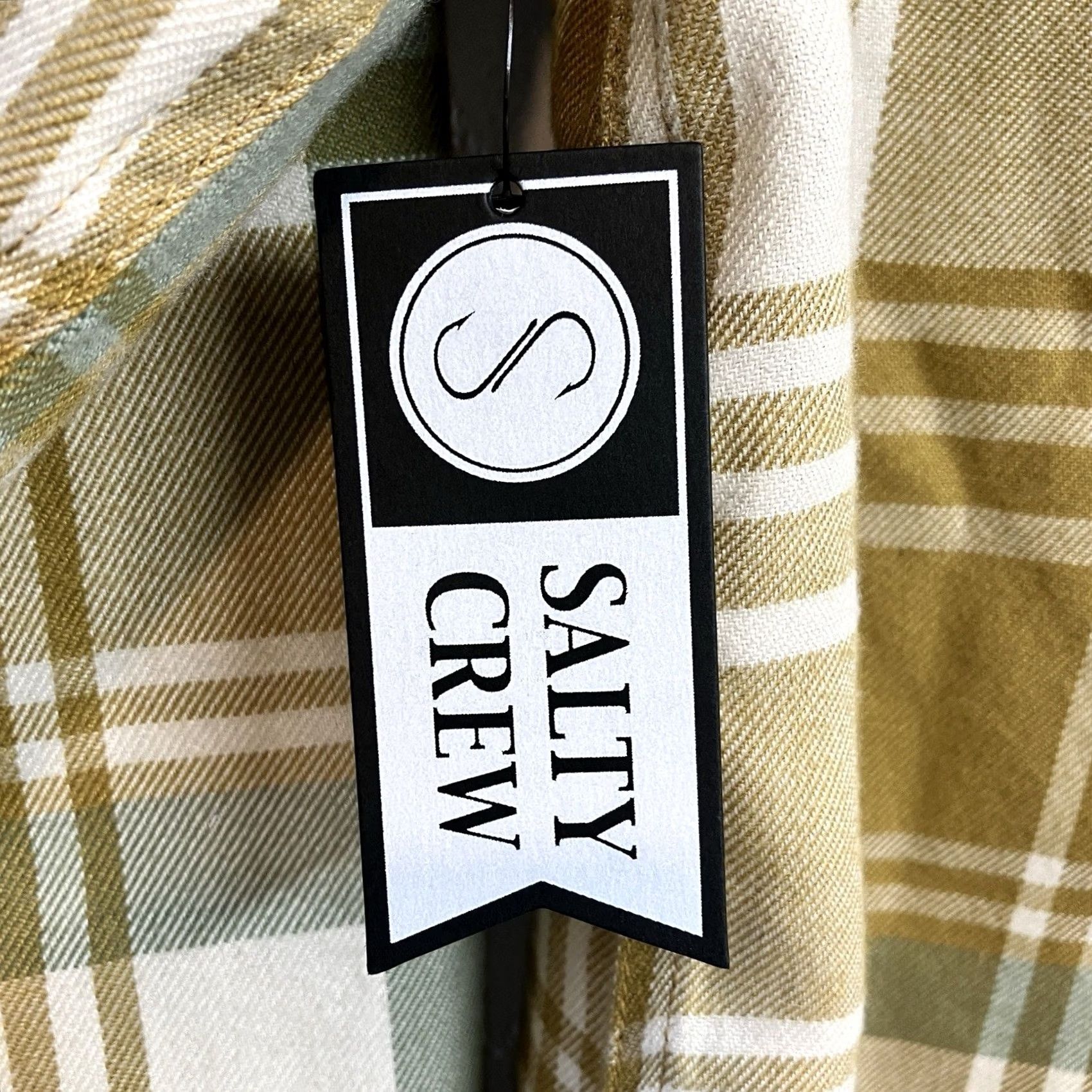Vintage Salty Crew Flannel Shirt XS Brown Gold Plaid Western Long Haul Womens Size XS / US 0-2 / IT 36-38 - 6 Thumbnail