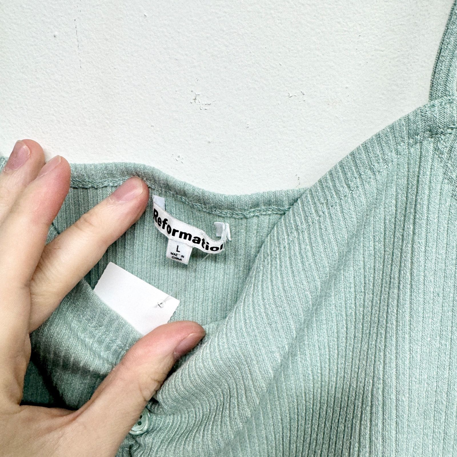 Reformation Reformation Green/ Blue Cami Spaghetti Crop Top Size Large Size L / US 10 / IT 46 - 2 Thumbnail