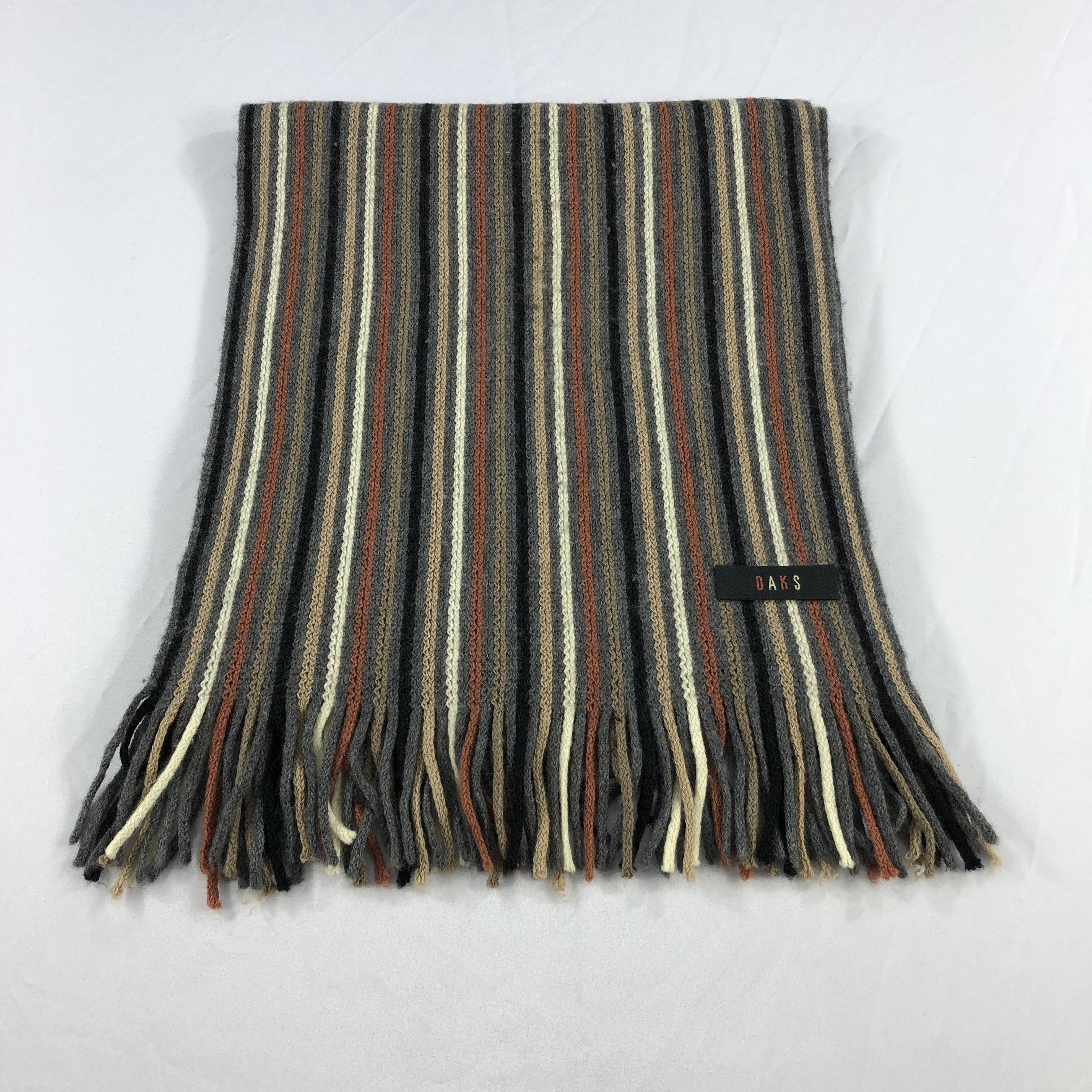 DAKS Daks Stripes Knit Wool Scarf Muffler V935 Size ONE SIZE - 2 Thumbnail