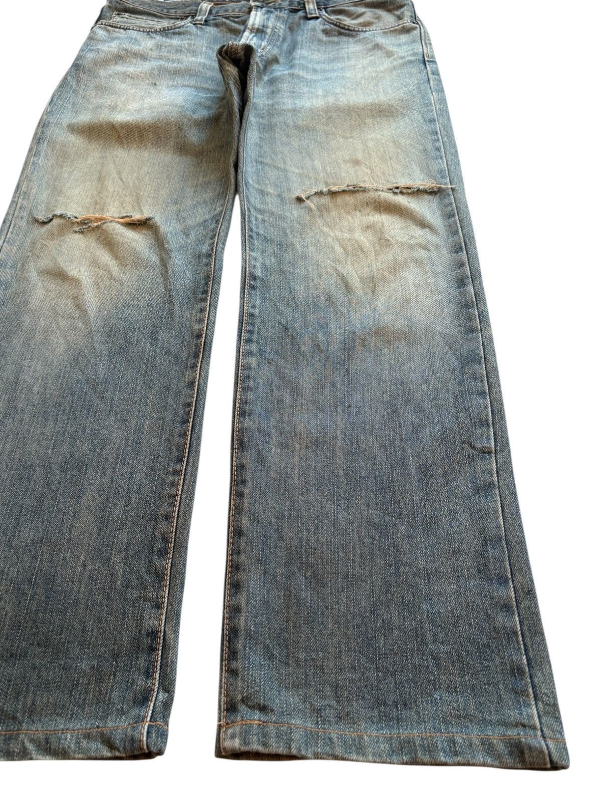 Edwin × Japanese Brand Vintage Edwin 403 Rusty Mud Wash Distressed Rip Loose Jean Size US 34 / EU 50 - 7 Thumbnail