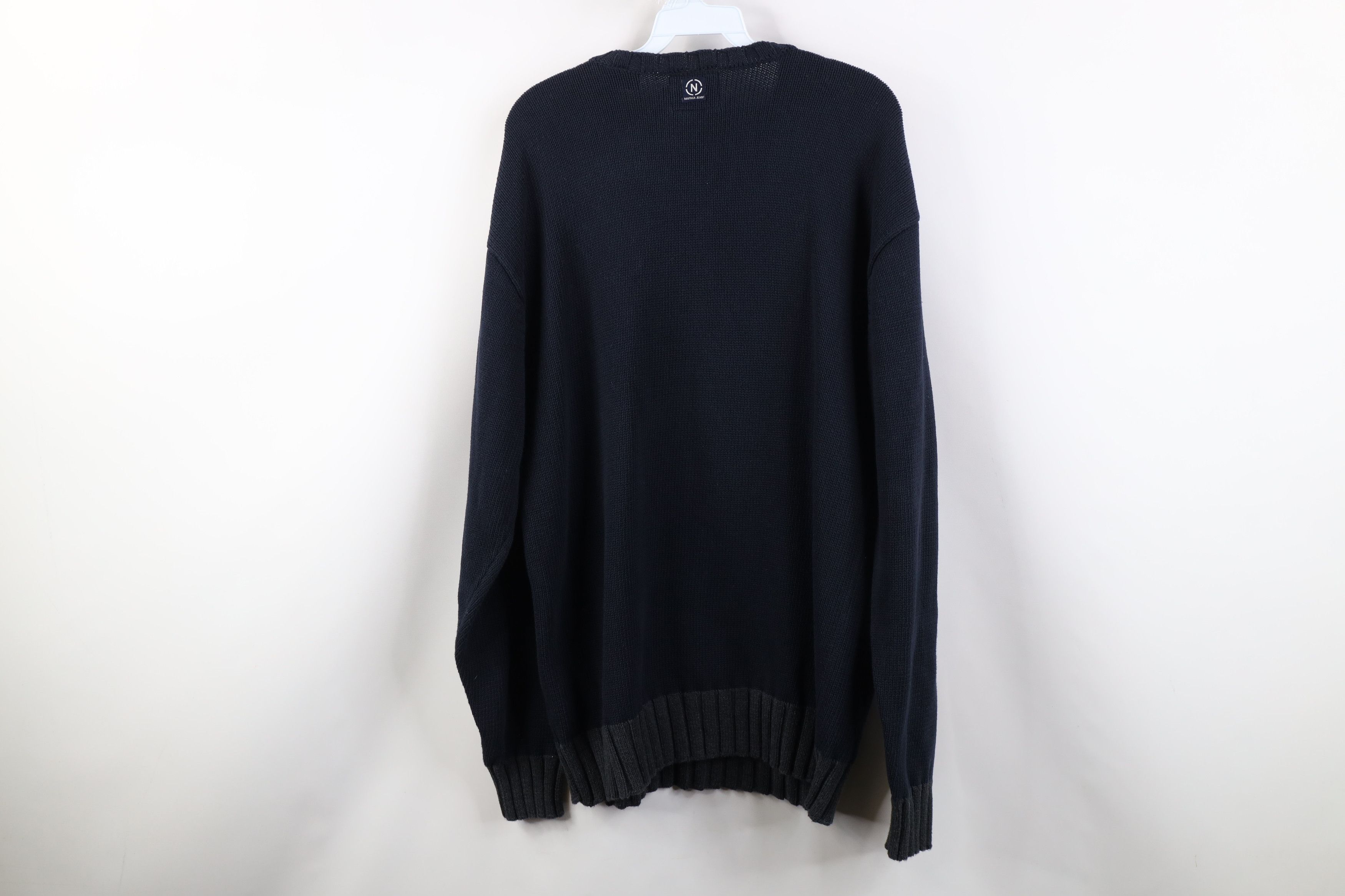 Nautica Vintage 90s Nautica Heavyweight Cotton Knit V-Neck Sweater Size US XL / EU 56 / 4 - 12 Thumbnail