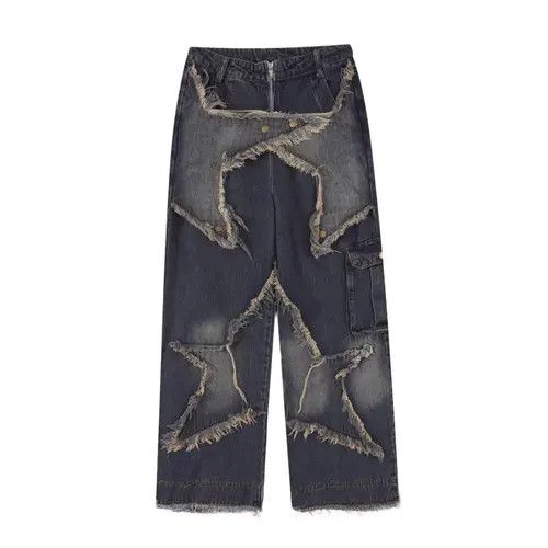 Japanese Brand × Jean Star embroidered straight high street wide leg jeans Size US 32 / EU 48 - 1 Thumbnail