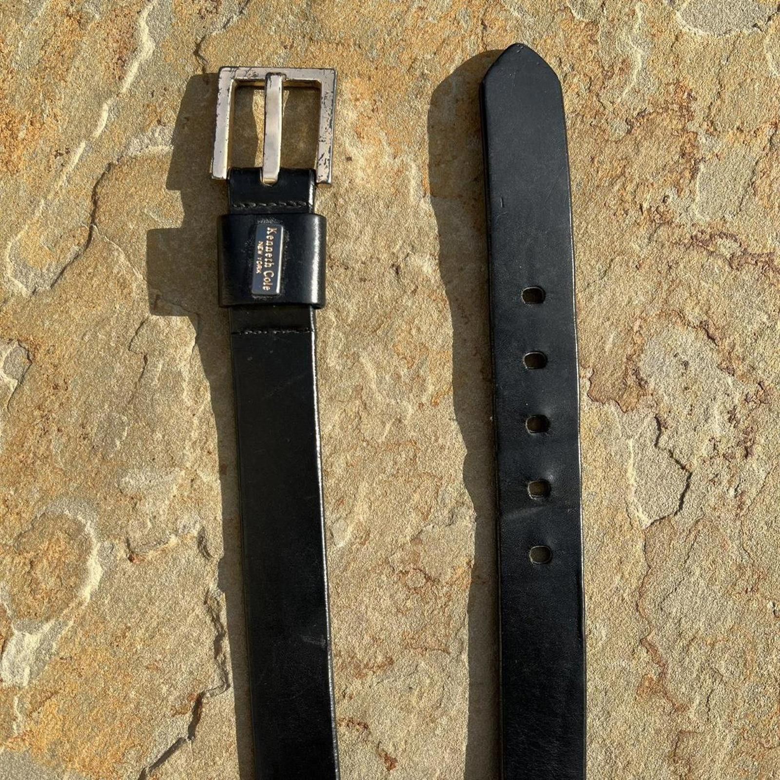Kenneth Cole Y2K Designer Black Italian Leather Belt Size ONE SIZE - 2 Thumbnail
