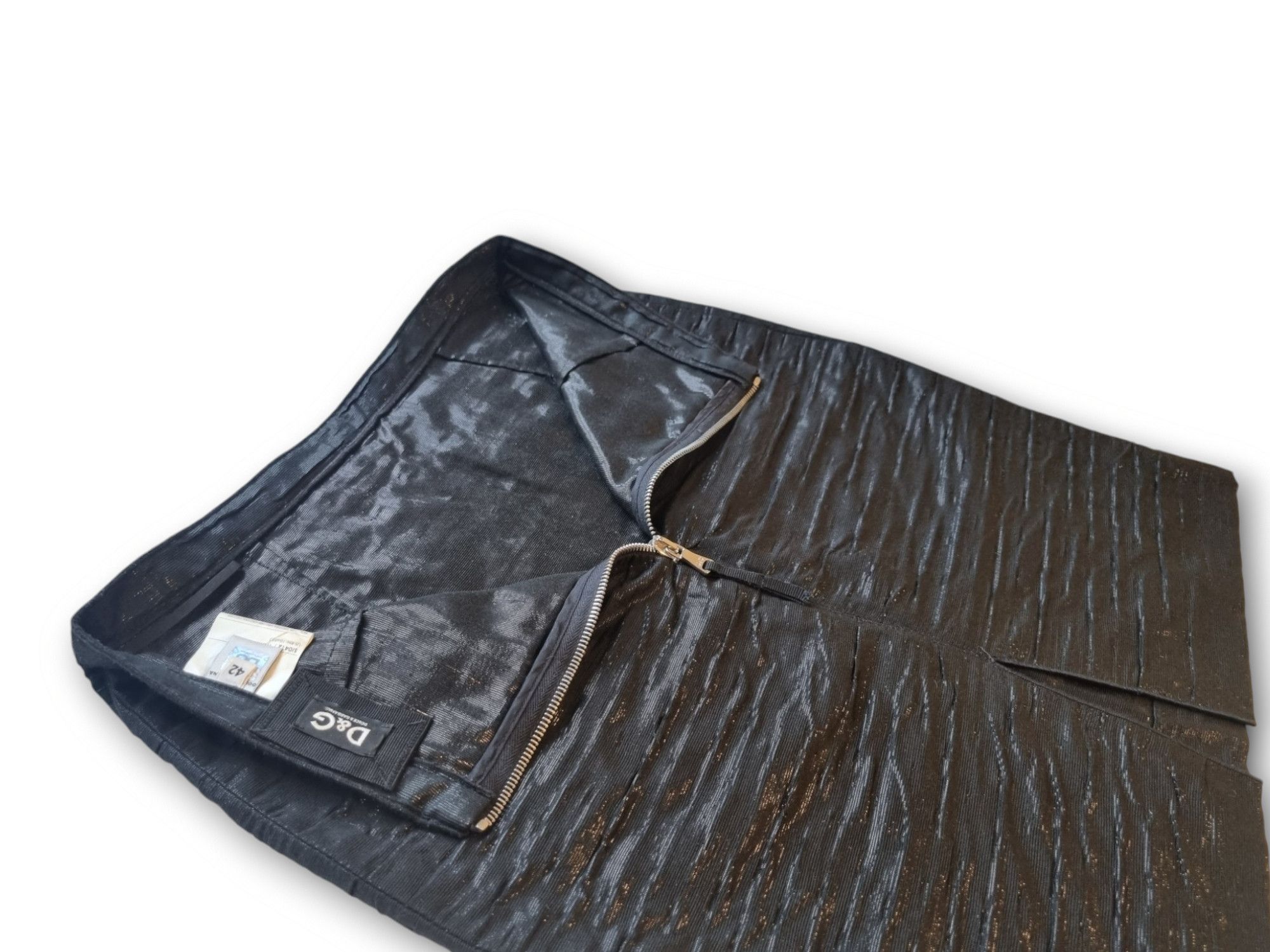 Dolce & Gabbana Dolce & Gabbana Size 42 Textured Metallic Black Skirt Size 42" / US 20 - 4 Thumbnail
