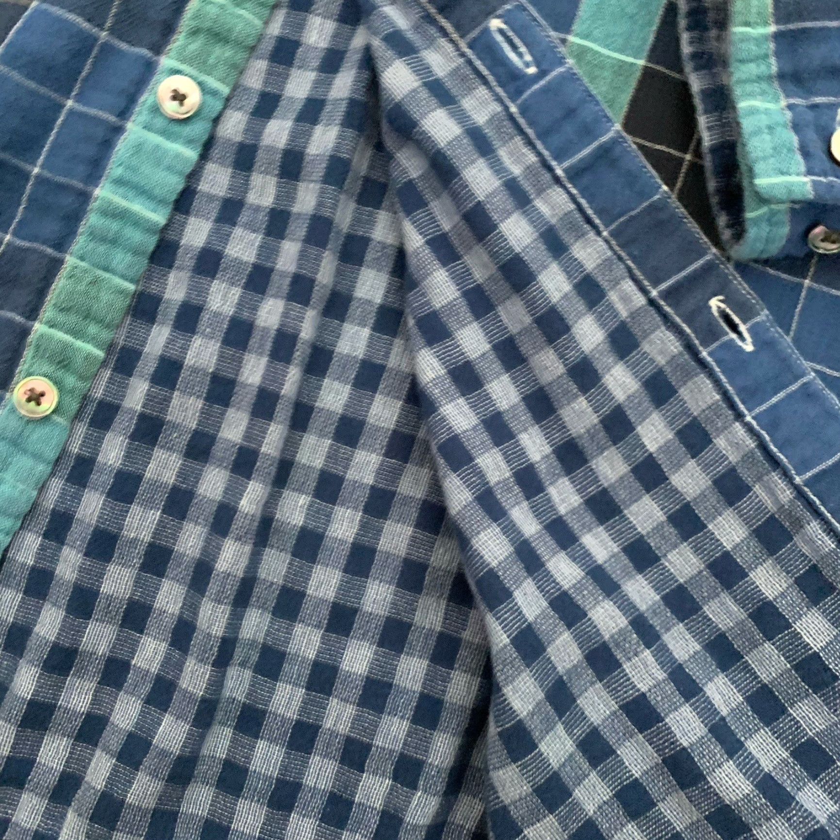 Carbon2Cobalt Carbon2Cobalt Shirt Mens Large Aqua Blue Plaid Button-Up Two-Ply Double Faced Size US L / EU 52-54 / 3 - 4 Thumbnail