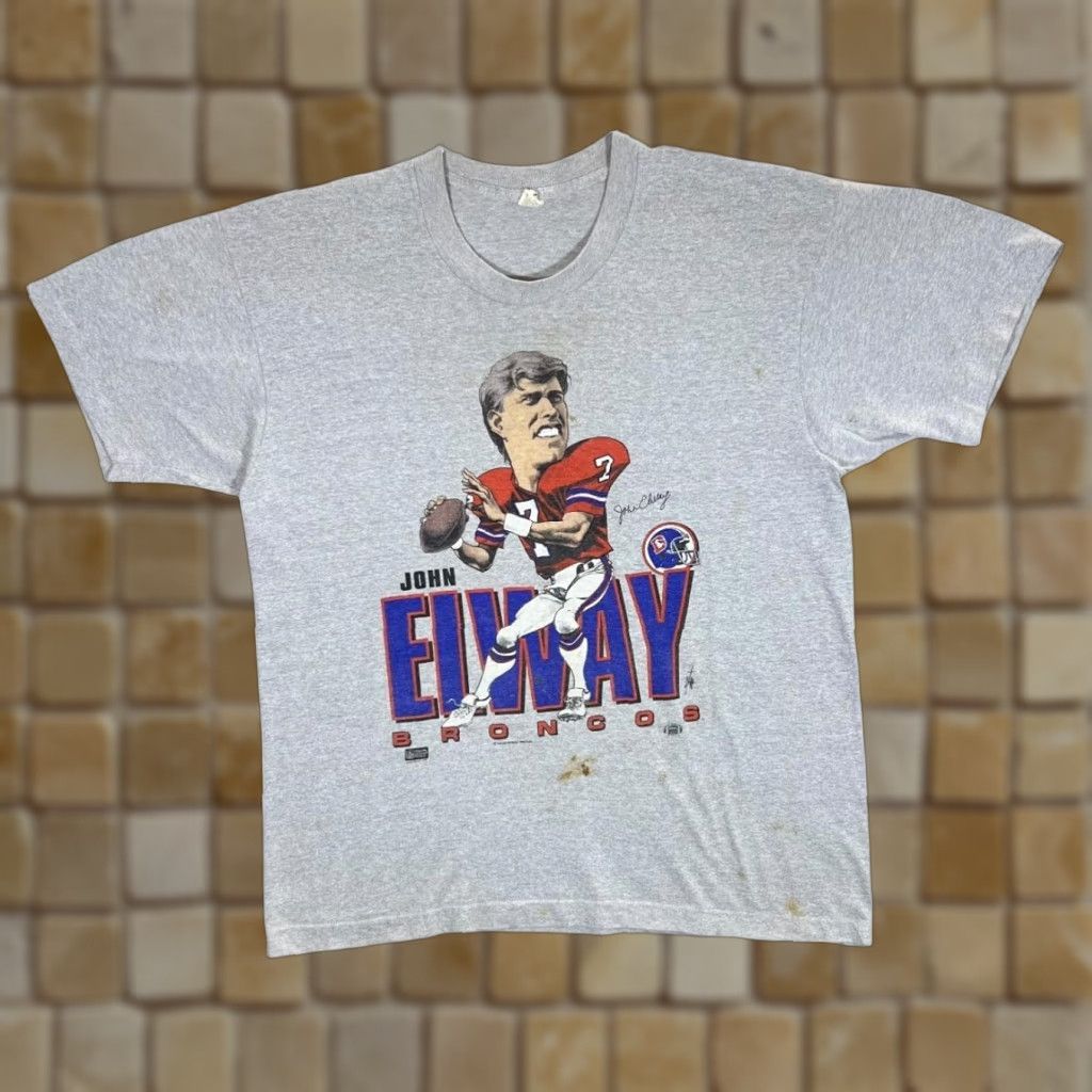 Vintage VINTAGE 80s DENVER BRONCOS John Elway T-Shirt NFL Football Single Stitch Graphic Grey L Mens Size US L / EU 52-54 / 3 - 1 Thumbnail