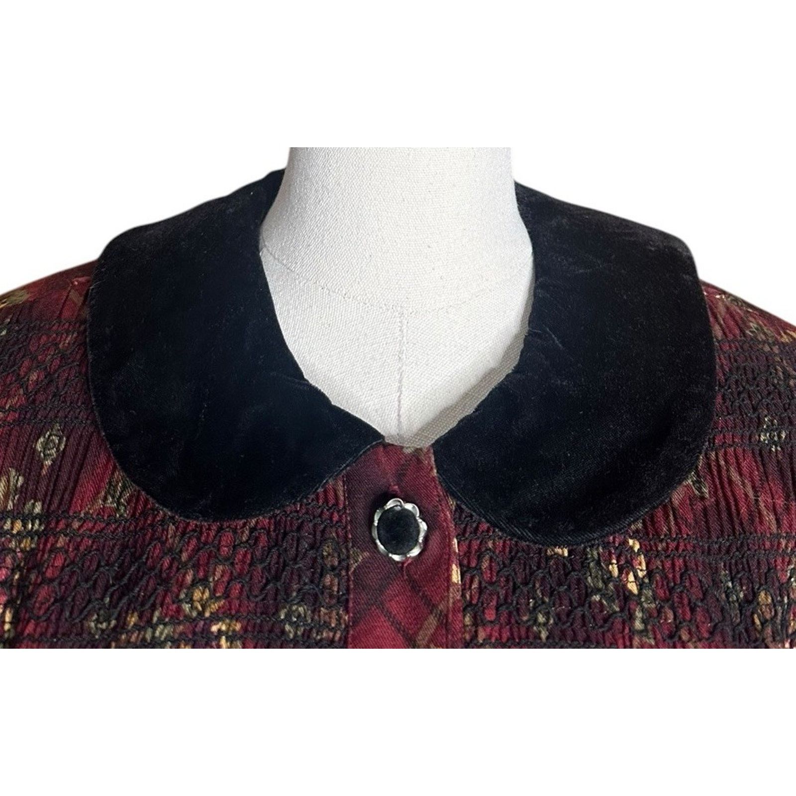 Other Vtg Molly Malloy Petite Dress Black Velvet Collar Maxi 12 Size XL / US 12-14 / IT 48-50 - 3 Thumbnail