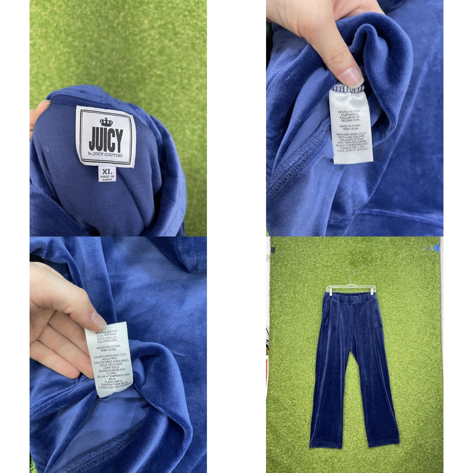 Juicy Couture Juicy Couture Tracksuit Womens XL Velour Hoodie Low Rise Pants 30x30 Blue 90s Designer Outdoor Casual Lounge Set Womens0.12 Size XL / US 12-14 / IT 48-50 - 8 Thumbnail