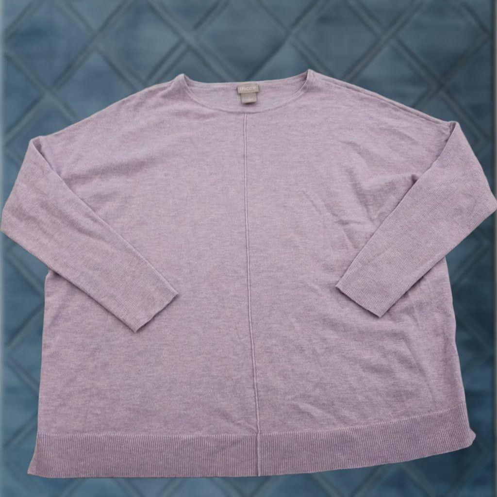 Vintage Chico's Sweater Womens Pullover Long Sleeve Round Neck Purple M Regular Knit Cashmere Blend Nylon Polyester Rayon, Solid, Vintage No, 2000s-2020s Size M / US 6-8 / IT 42-44 - 1 Thumbnail