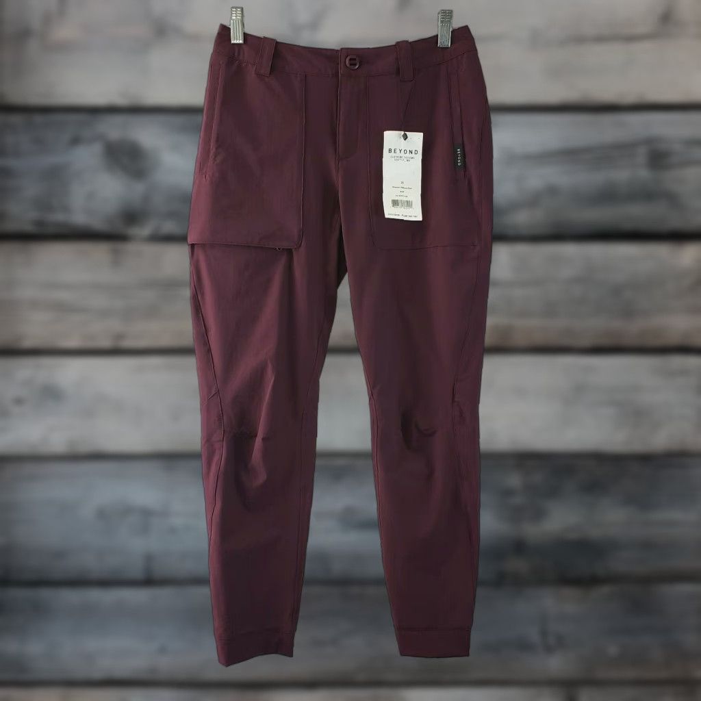 Vintage Beyond Clothing Sojourn Jogger Pants Womens 2 Short Burgundy Mid Rise Zip Nylon Blend Solid 26in Inseam Womens Jogger Pants Size 26" / US 2 / IT 38 - 1 Thumbnail