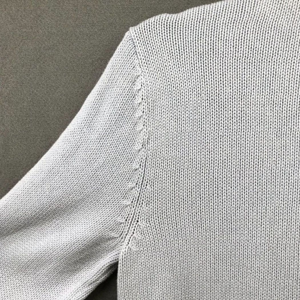 Ralph Lauren VINTAGE Lauren Ralph Lauren Shawl Collar Sweater Knit Dusty Gray Cotton Womens Medium M Blue Pullover V-Neck Long Sleeve Size M / US 6-8 / IT 42-44 - 3 Thumbnail