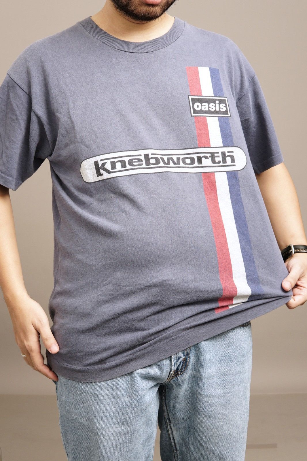 image of Band Tees x Vintage Oasis Knebworth in Blue, Men's (Size Large)