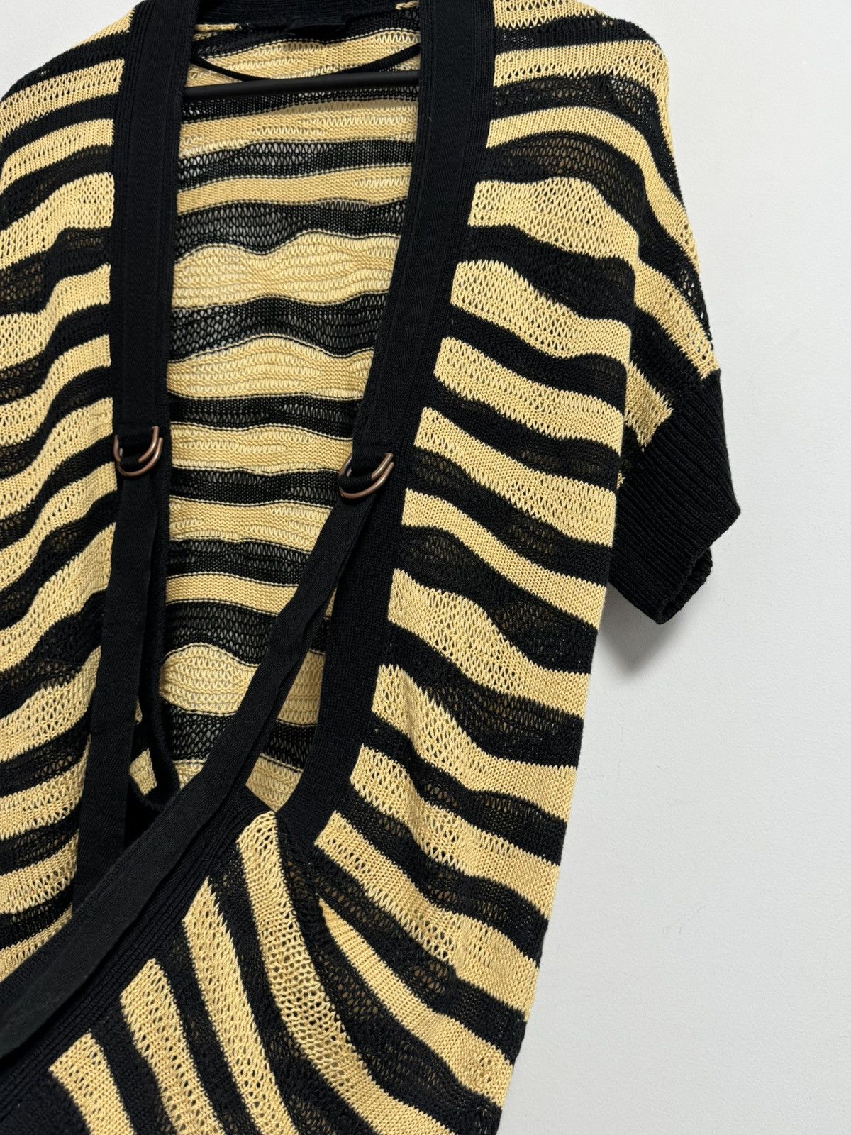 Diesel DIESEL Brand Black Beige Stripe Knit Sweater Cardigan Bolero Size XS / US 0-2 / IT 36-38 - 13 Thumbnail