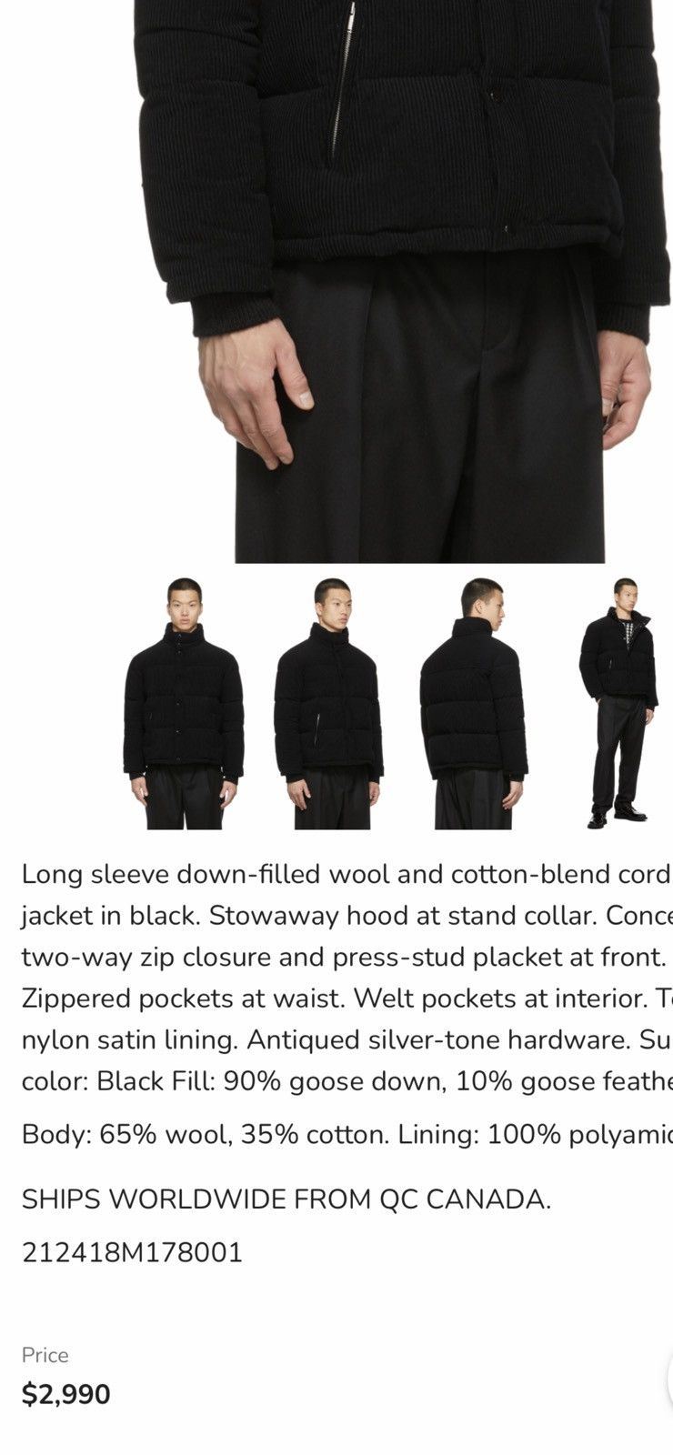 Saint Laurent Paris Saint Laurent men’s corduroy puffer jacket. 50/L $2390 Size US M / EU 48-50 / 2 - 2 Thumbnail