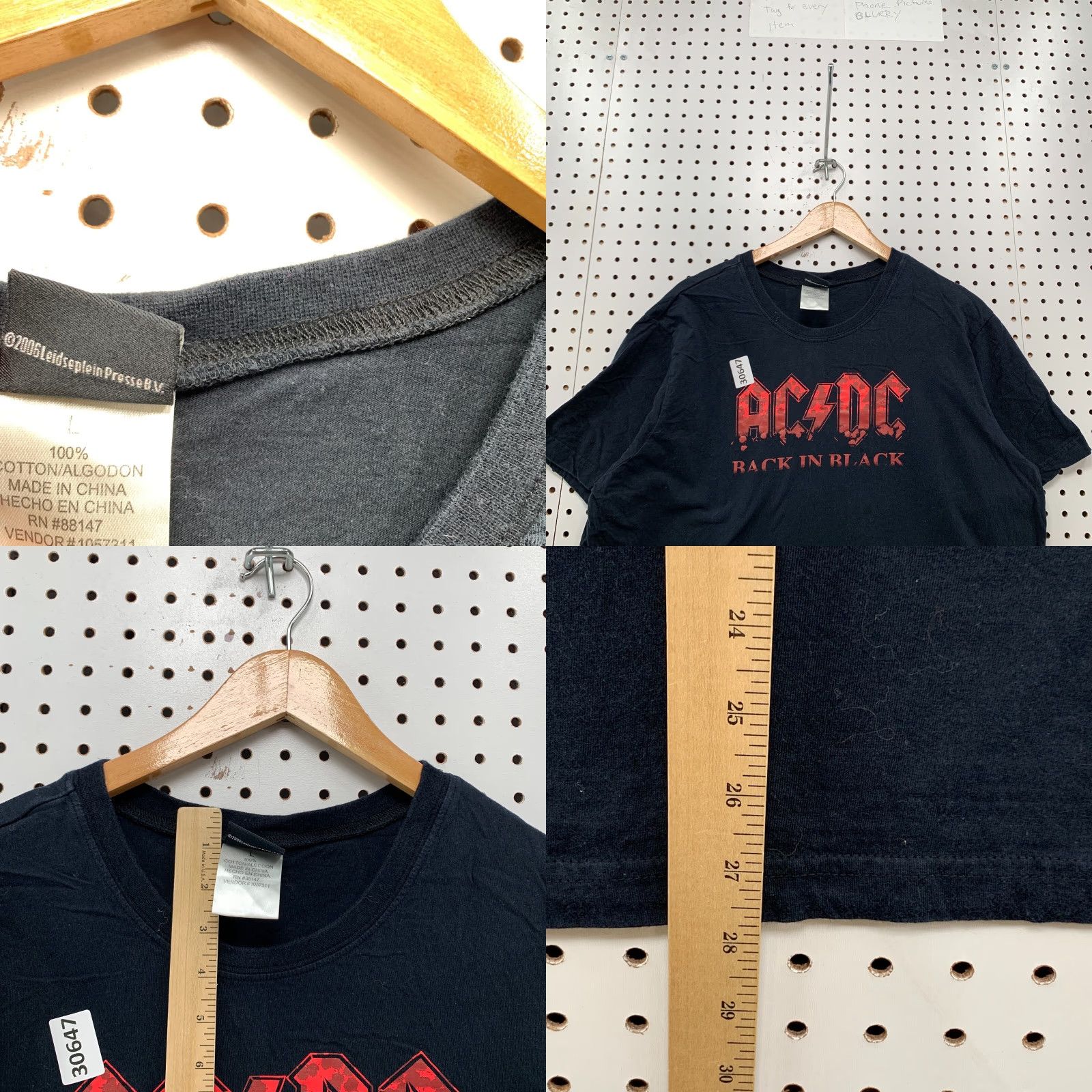 Spell VINTAGE AC/DC Back In Black Shirt Mens Large Red Spell Out Music Band 23x27.5 Size US L / EU 52-54 / 3 - 8 Thumbnail
