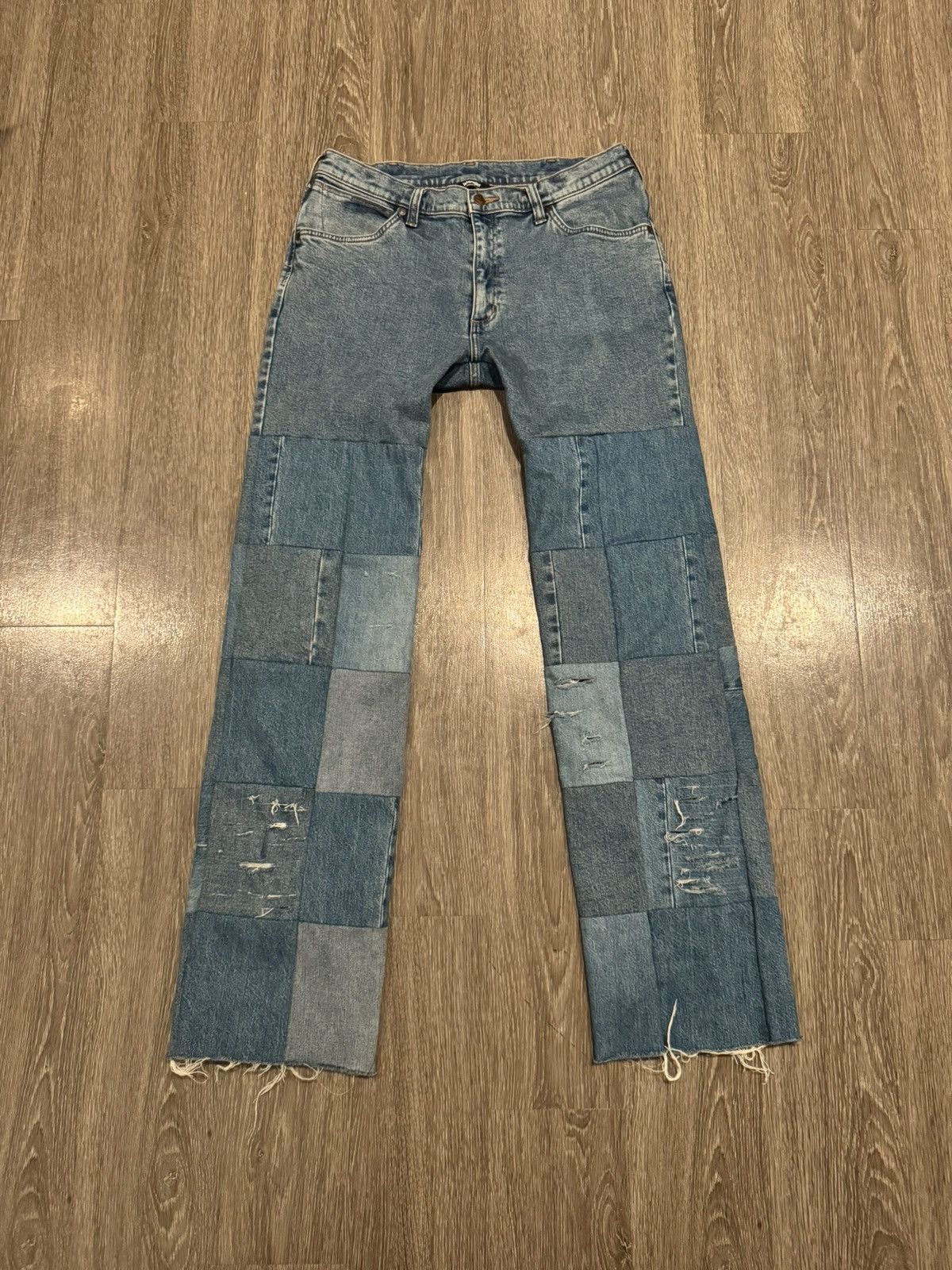 Vintage Patchwork Denim Wrangler Jeans Size 32-34