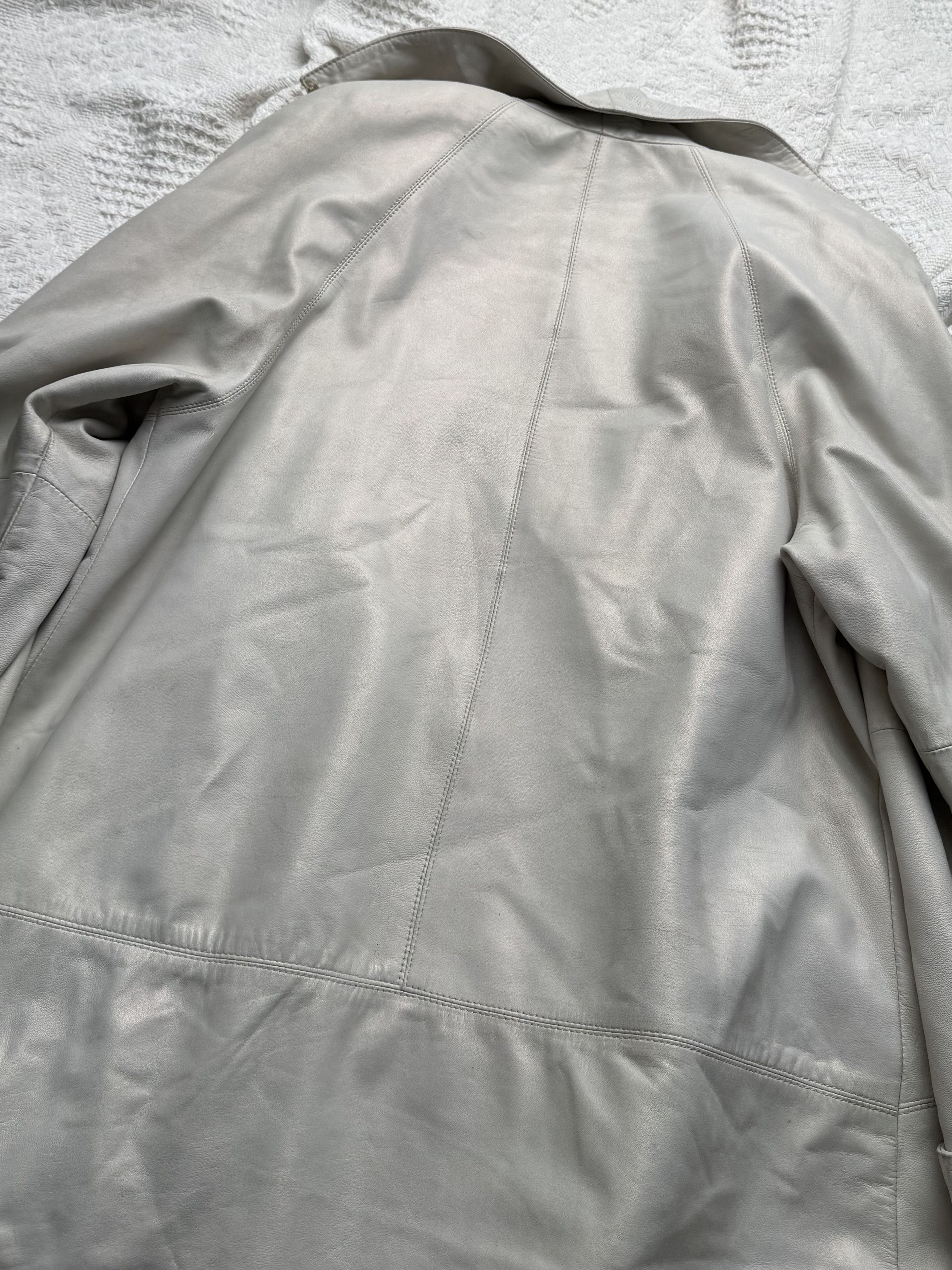Vintage Vintage Leather Coat Zip Front Longline Oversized Jacket Size L / US 10 / IT 46 - 16 Thumbnail