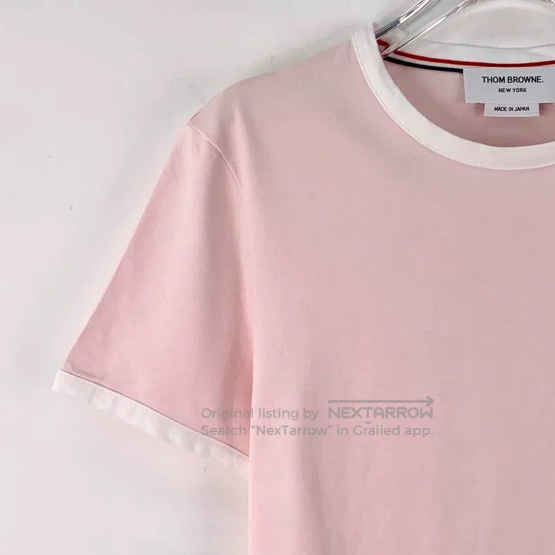 Thom Browne Thom Browne Pink cotton round-neck short-sleeved shirt wit Size S / US 4 / IT 40 - 3 Thumbnail