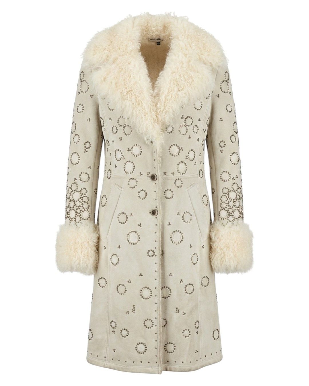 Roberto Cavalli SHEEP FUR SHEARLING LEATHER COAT Size L / US 10 / IT 46 - 1 Thumbnail