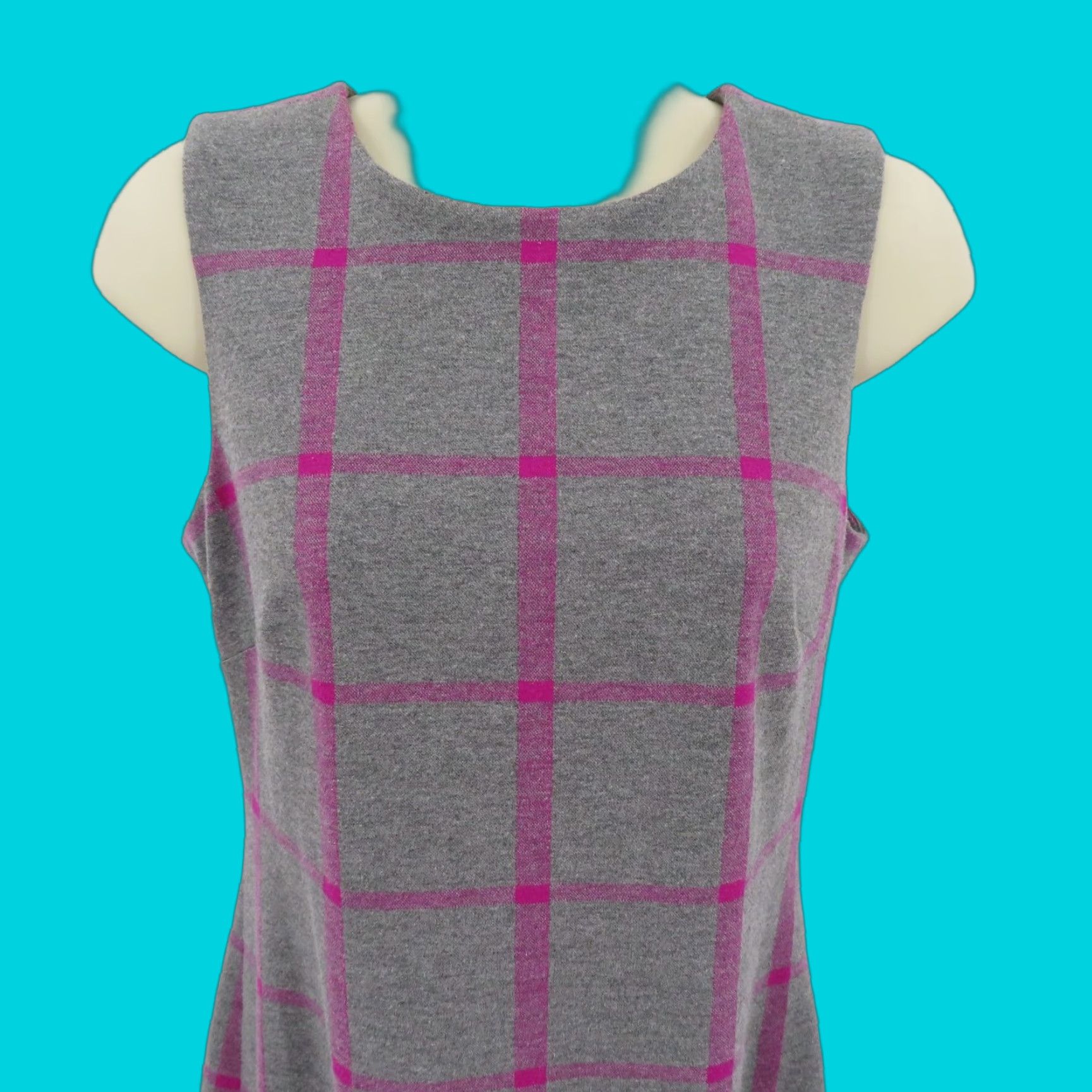 Tommy Hilfiger Tommy Hilfiger Dress Women Size 4 Sleeveless Plaid Gray Purple Knee Length Sheath Size S / US 4 / IT 40 - 1 Thumbnail