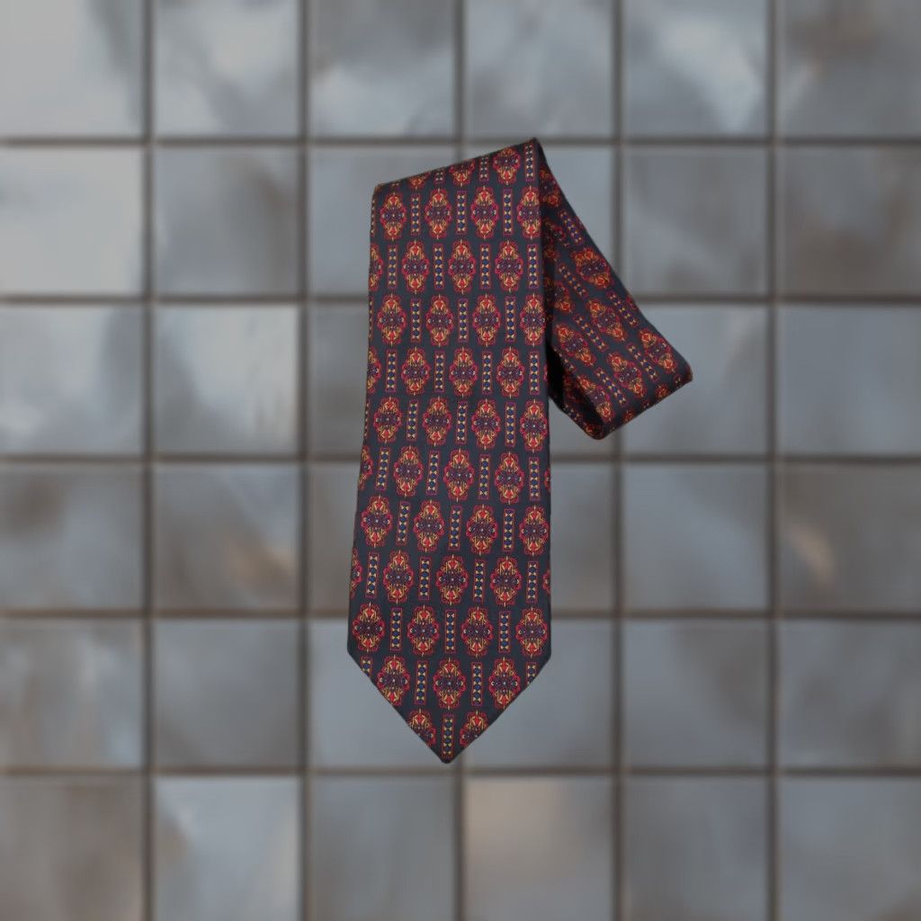 Vintage VINTAGE Lladro Men's Blue Silk Neck Tie Geometric Abstract Woven Classic 57-60 inches Spain Size ONE SIZE - 1 Thumbnail