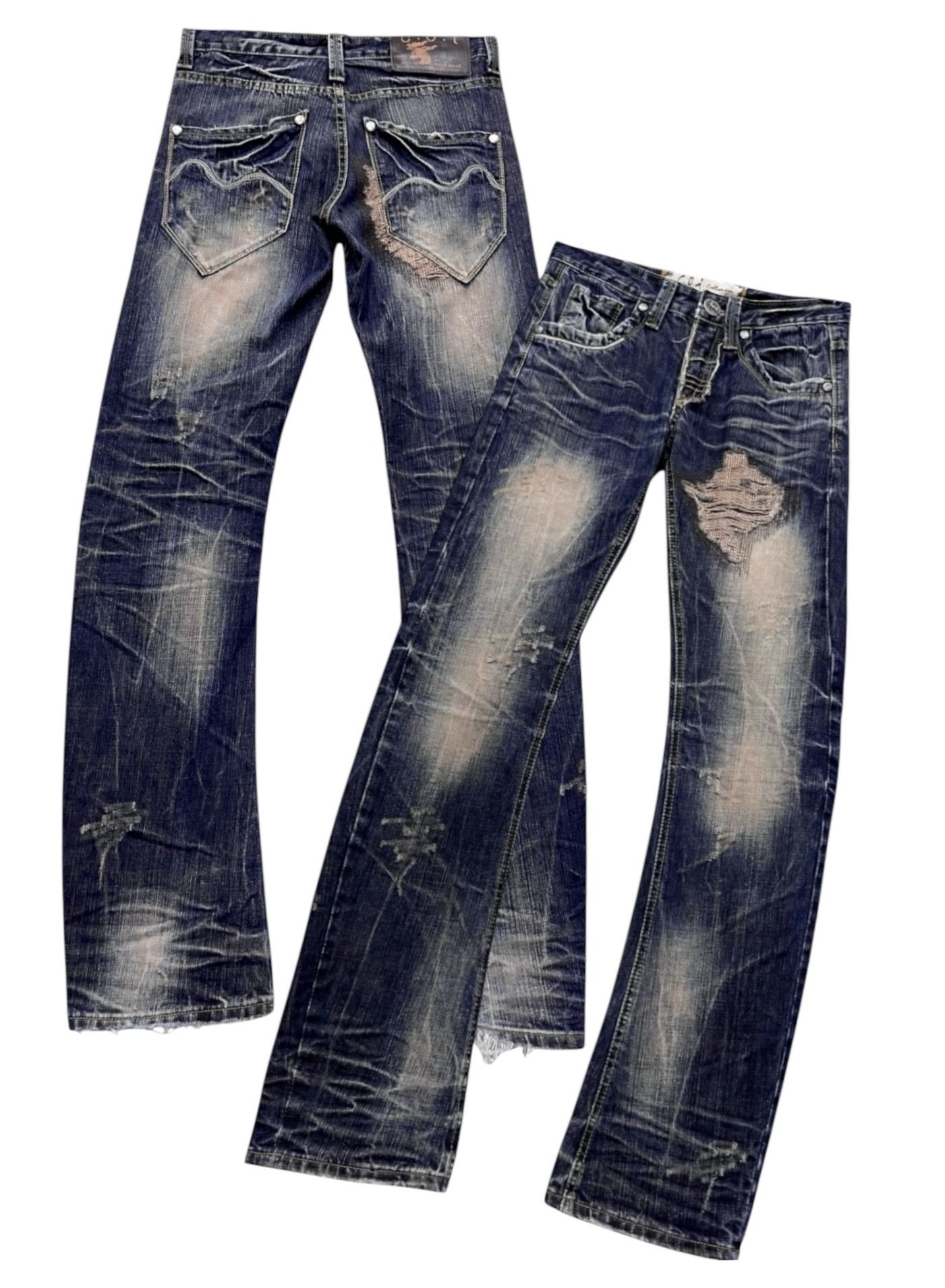 Japanese Brand FYE🔥Vintage C.O.T Mudwash Clawmark Grunge Boro Ripped Denim Size US 28 / EU 44 - 1 Thumbnail