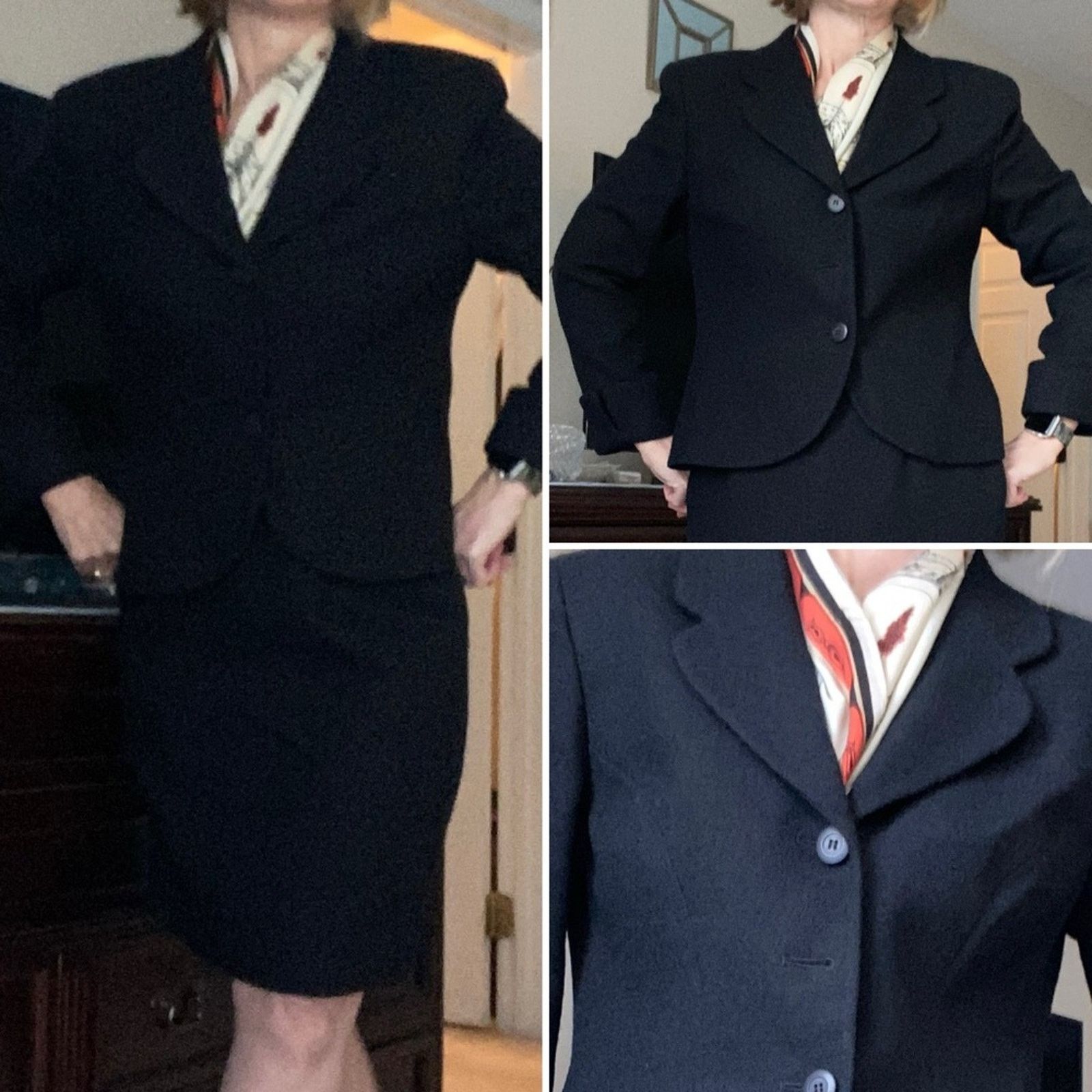 Dior Christian Dior Vtg Blk Womens Woo Suit Blazer Skirt 12P EUC Size XL / US 12-14 / IT 48-50 - 15 Thumbnail