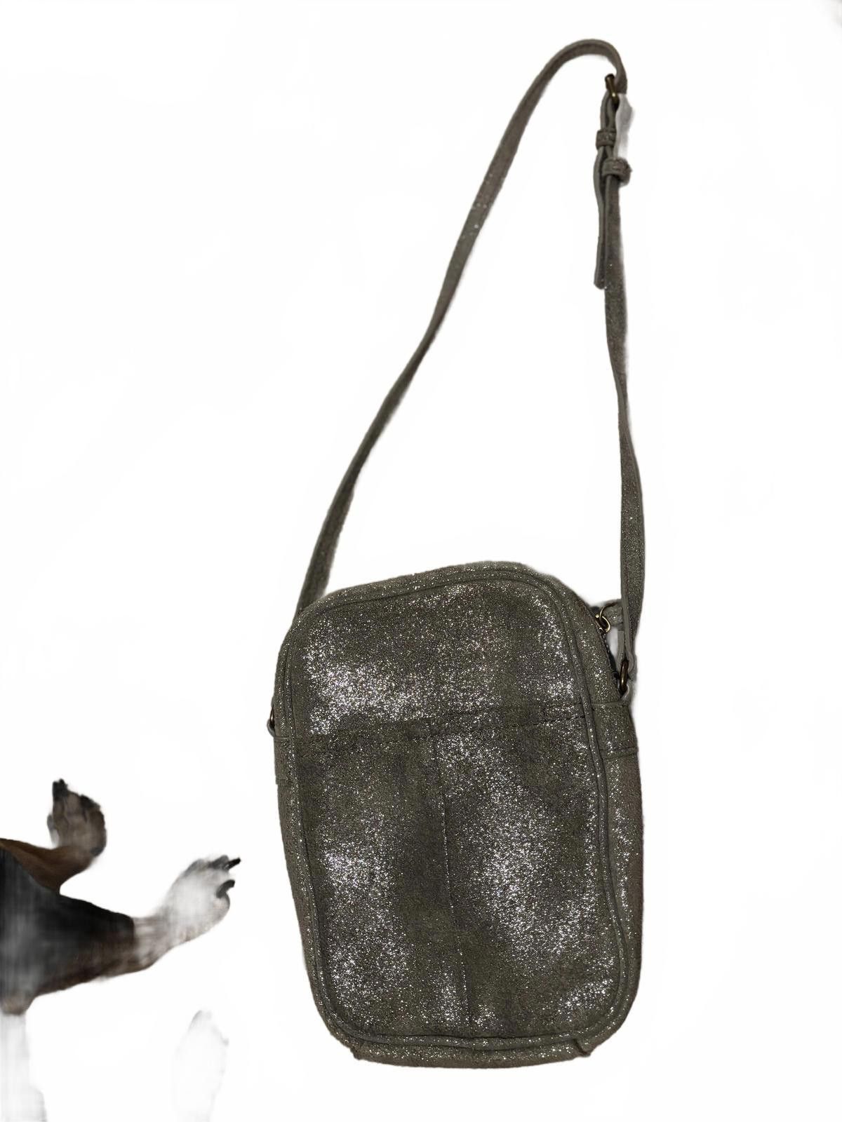 Designer LIKE NEW American Leather Co Shimmery Gunmetal Crossbody Bag Size ONE SIZE - 4 Thumbnail