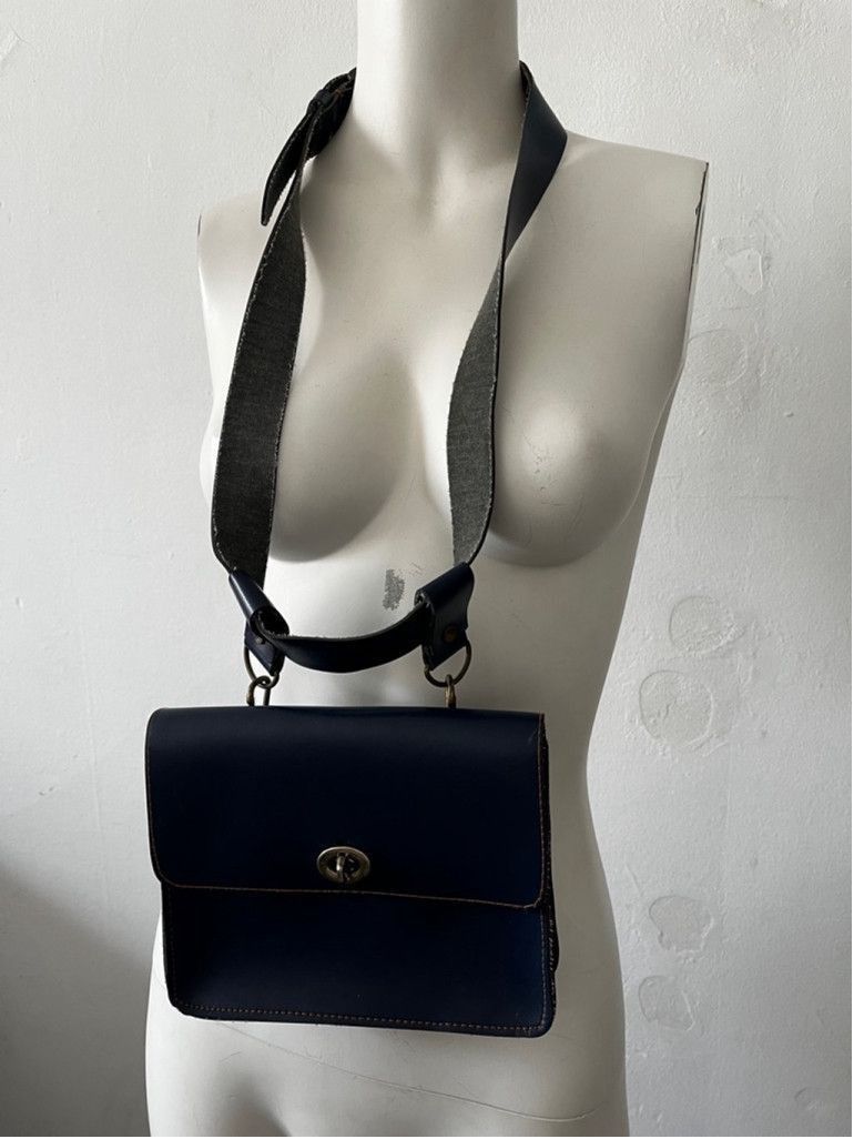 Vintage Express Blue Adjustable Rectangular Shoulder Bag, Women's