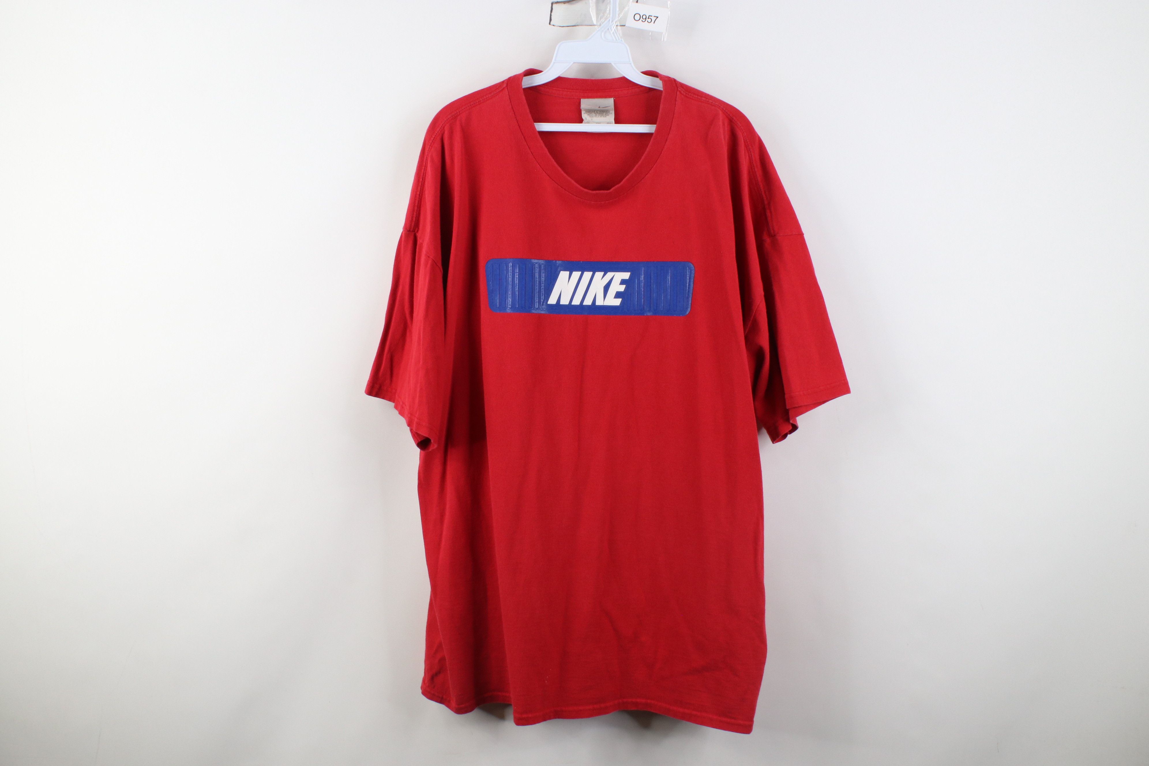 Nike Vintage Nike Spell Out Rubber Box Logo T-Shirt Red Cotton Size US XXL / EU 58 / 5 - 1 Thumbnail