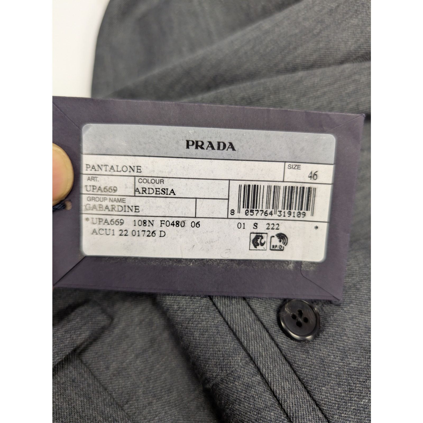 Prada o1rshd1 Gabardine Casual Pants in Grey Size US 30 / EU 46 - 22 Thumbnail