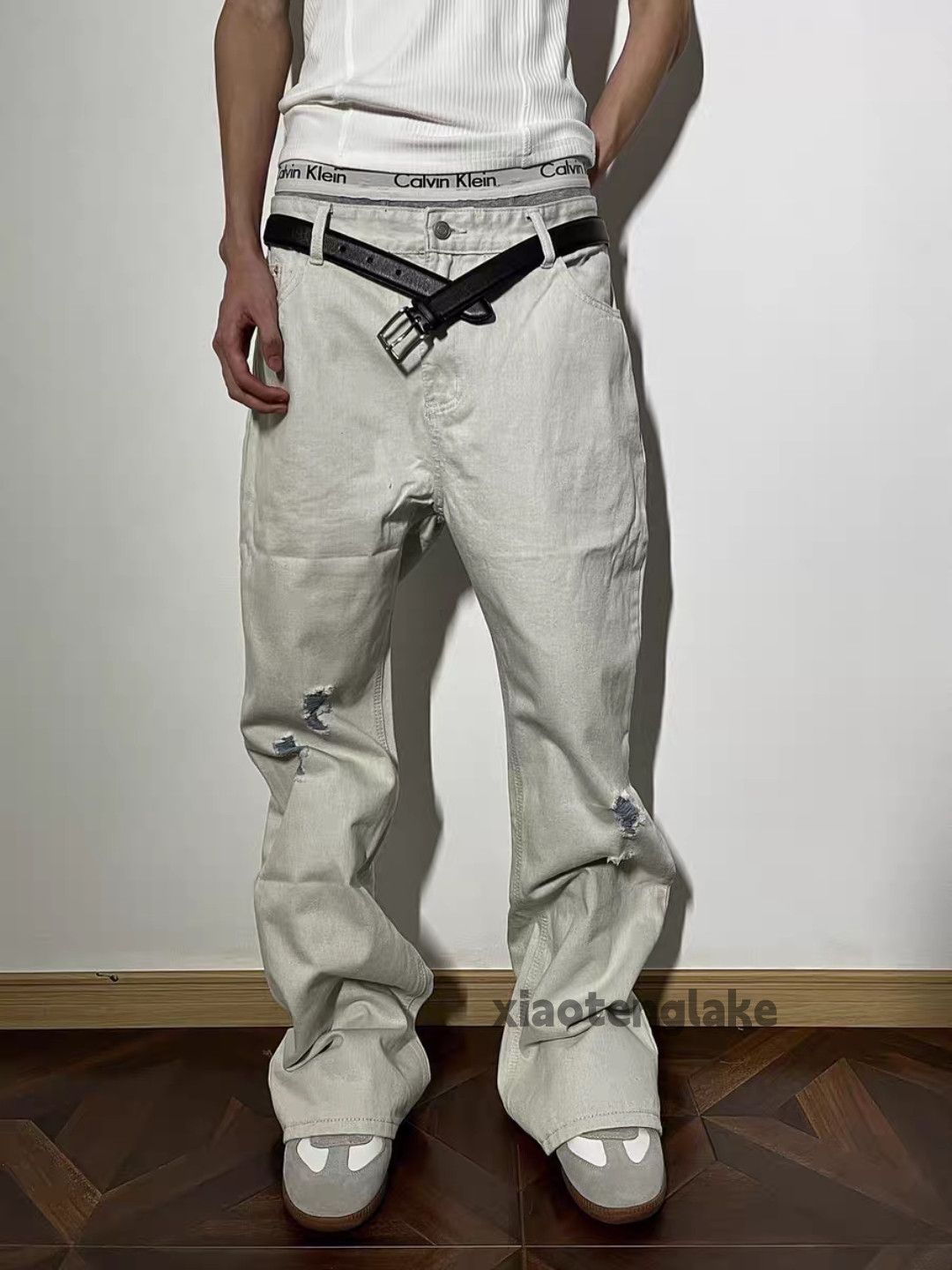 Vintage Custom washed faded loose baggy hiphop ripped jeans Size US 30 / EU 46 - 1 Thumbnail