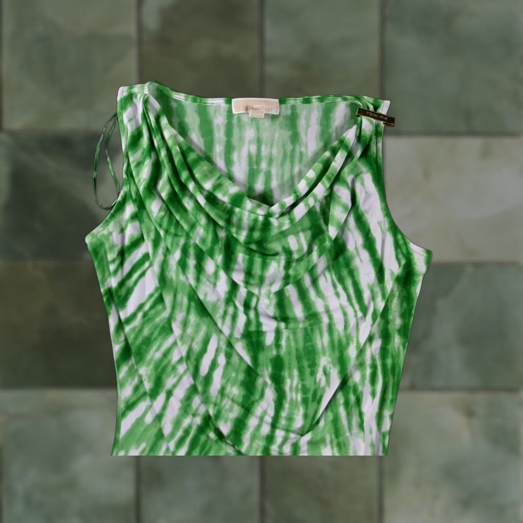 Michael Kors Michael Kors Dress Womens XS Green Tie Dye Sleeveless Cowl Neck Sheath Ruched Size XS / US 0-2 / IT 36-38 - 1 Thumbnail