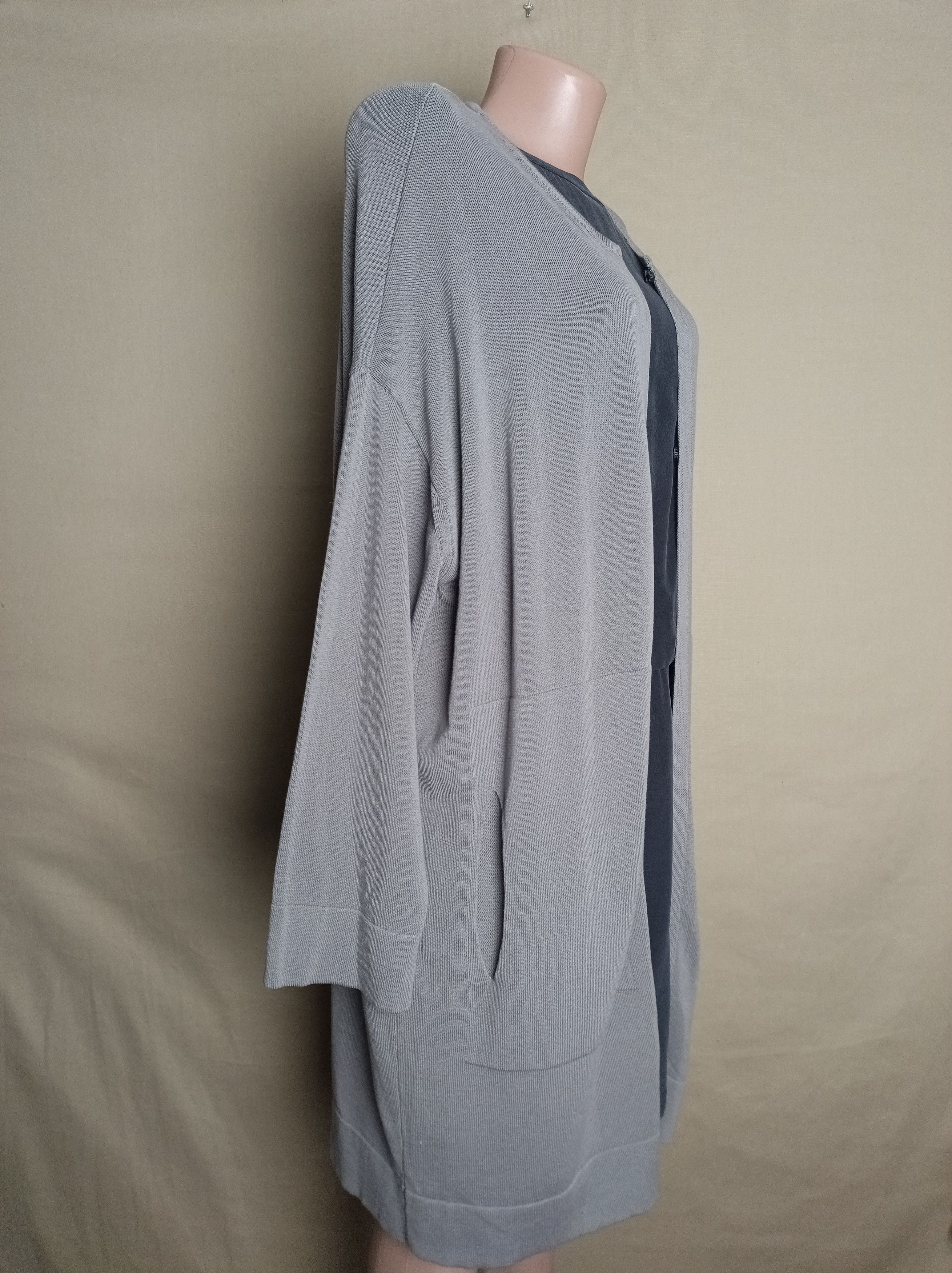 OSKA OSKA Grey Lightweight Cardigan Fine Knit Cotton Sz 2 Size M / US 6-8 / IT 42-44 - 4 Thumbnail
