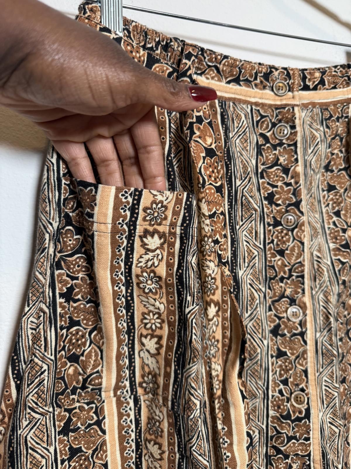 Other Vintage Bohemian Button Front Maxi Skirt with Pockets Size 36" / US 14 / IT 50 - 3 Thumbnail