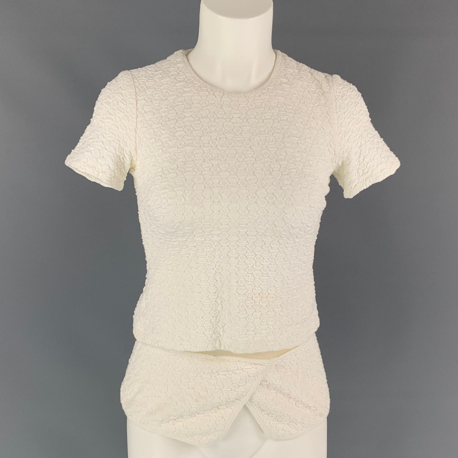OPENING CEREMONY Size S White Textured Viscose Blend Blouse