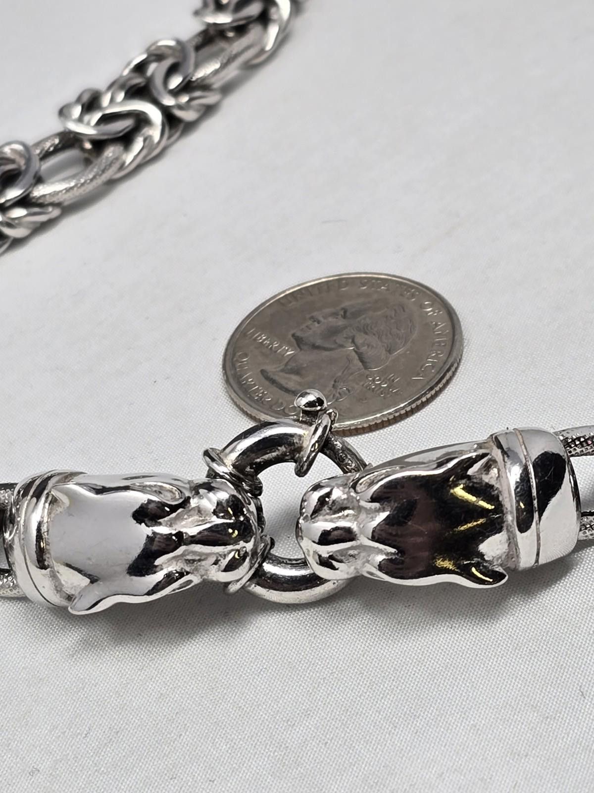 MR & MRS ITALY Sterling Silver Byzantine Chain Leopard Clasp 17in 60g Size ONE SIZE - 3 Thumbnail