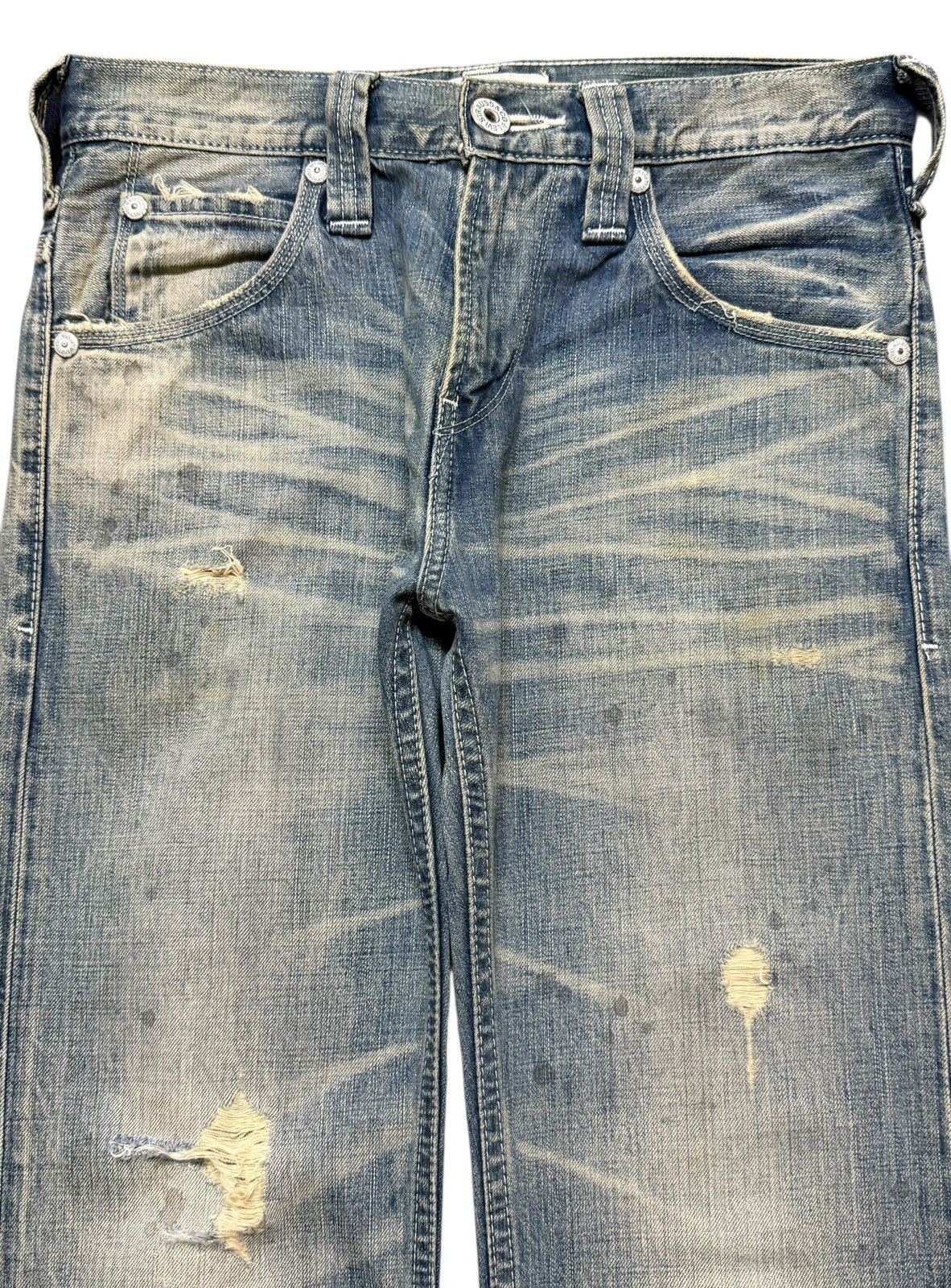 Levi's Vintage Y2K Levis 504 Faded Wash Whisker Distressed Straight Size US 30 / EU 46 - 3 Thumbnail