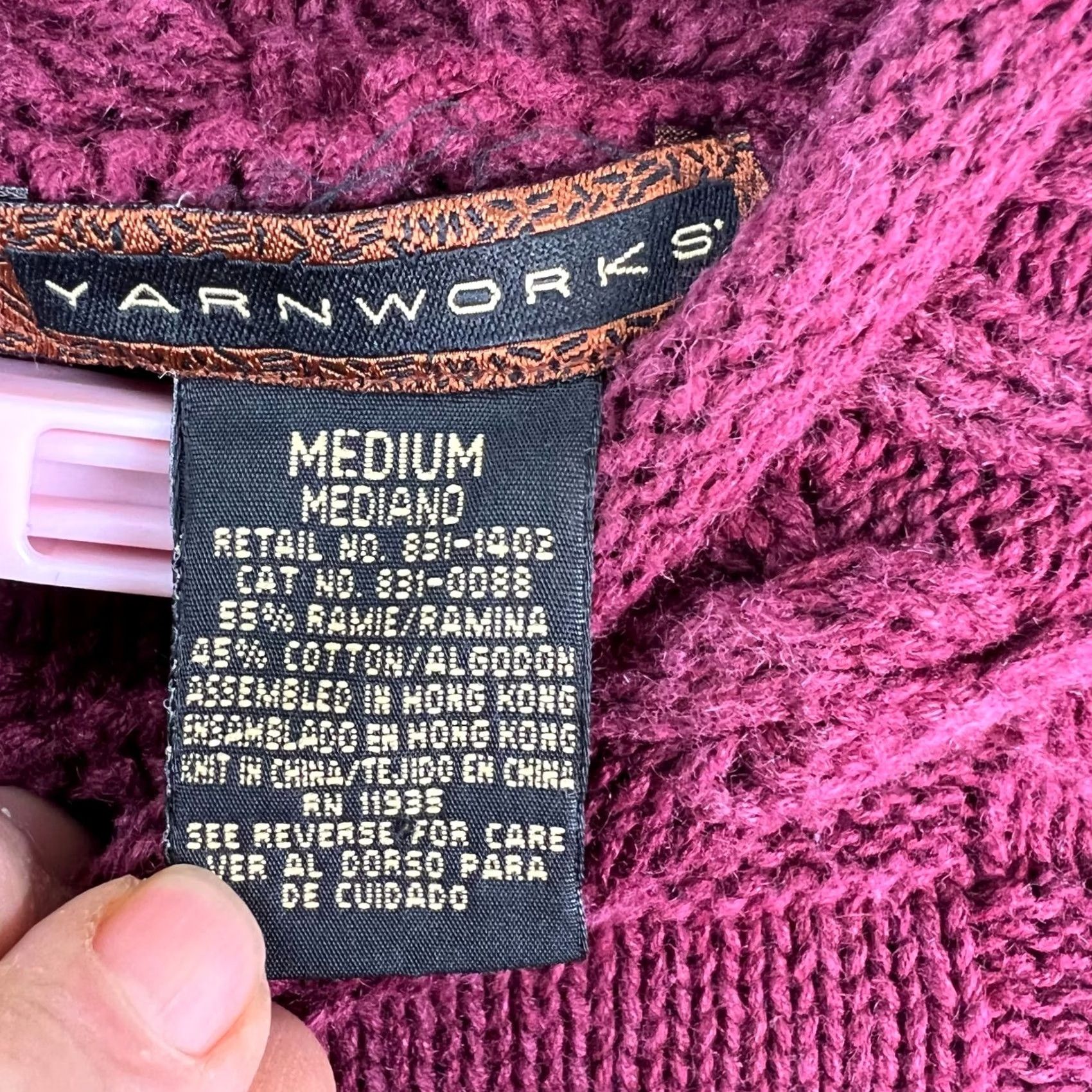 Vintage VINTAGE Yarnworks Womens Long Sleeves Braided Geometrical Maroon Knit Sweater M Womens Size M / US 6-8 / IT 42-44 - 5 Thumbnail