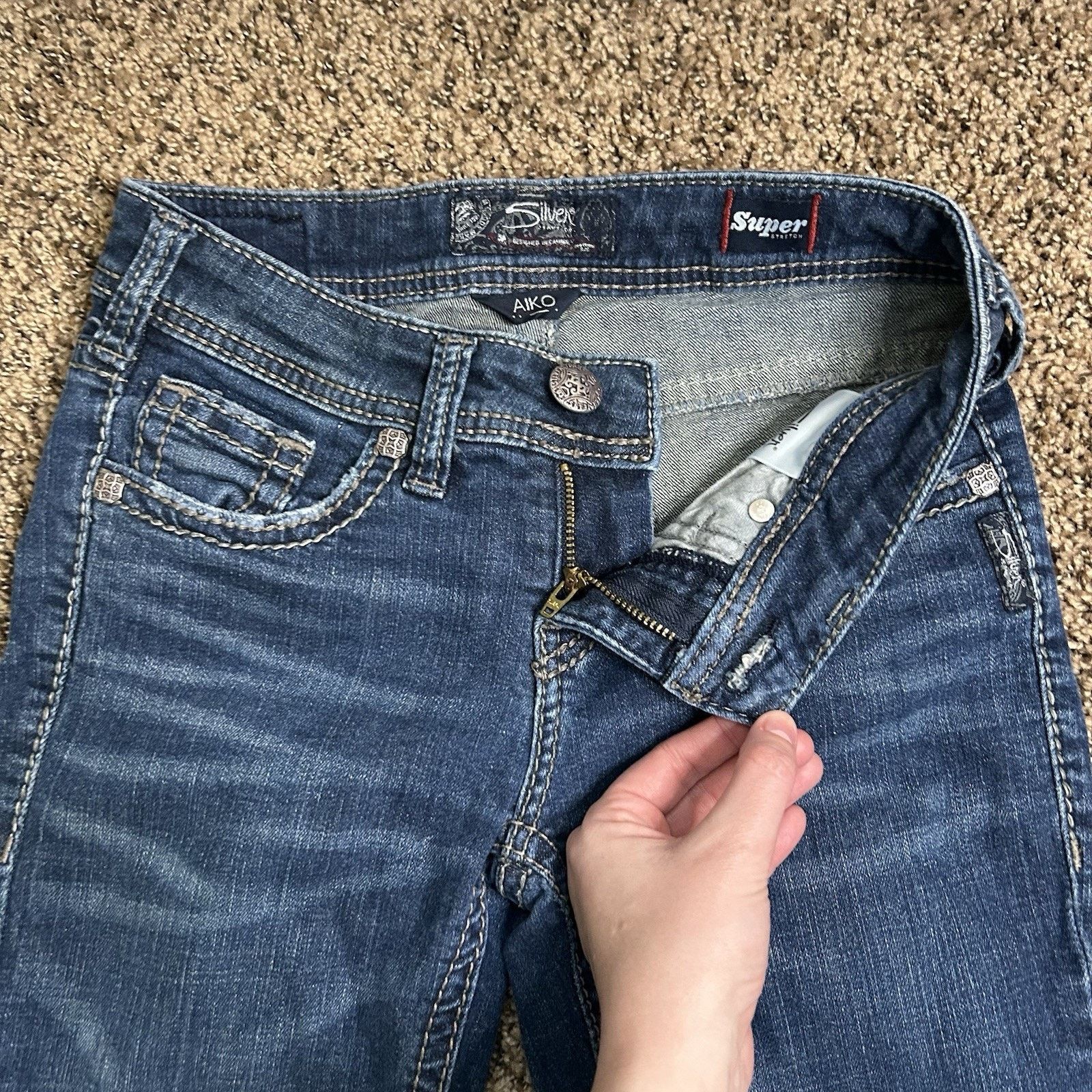 Silver Jeans Co. Silver Jeans Women W26xL33 AIKO Mid Boot Bootcut Stretch Fit Size 26" / US 2 / IT 38 - 3 Thumbnail