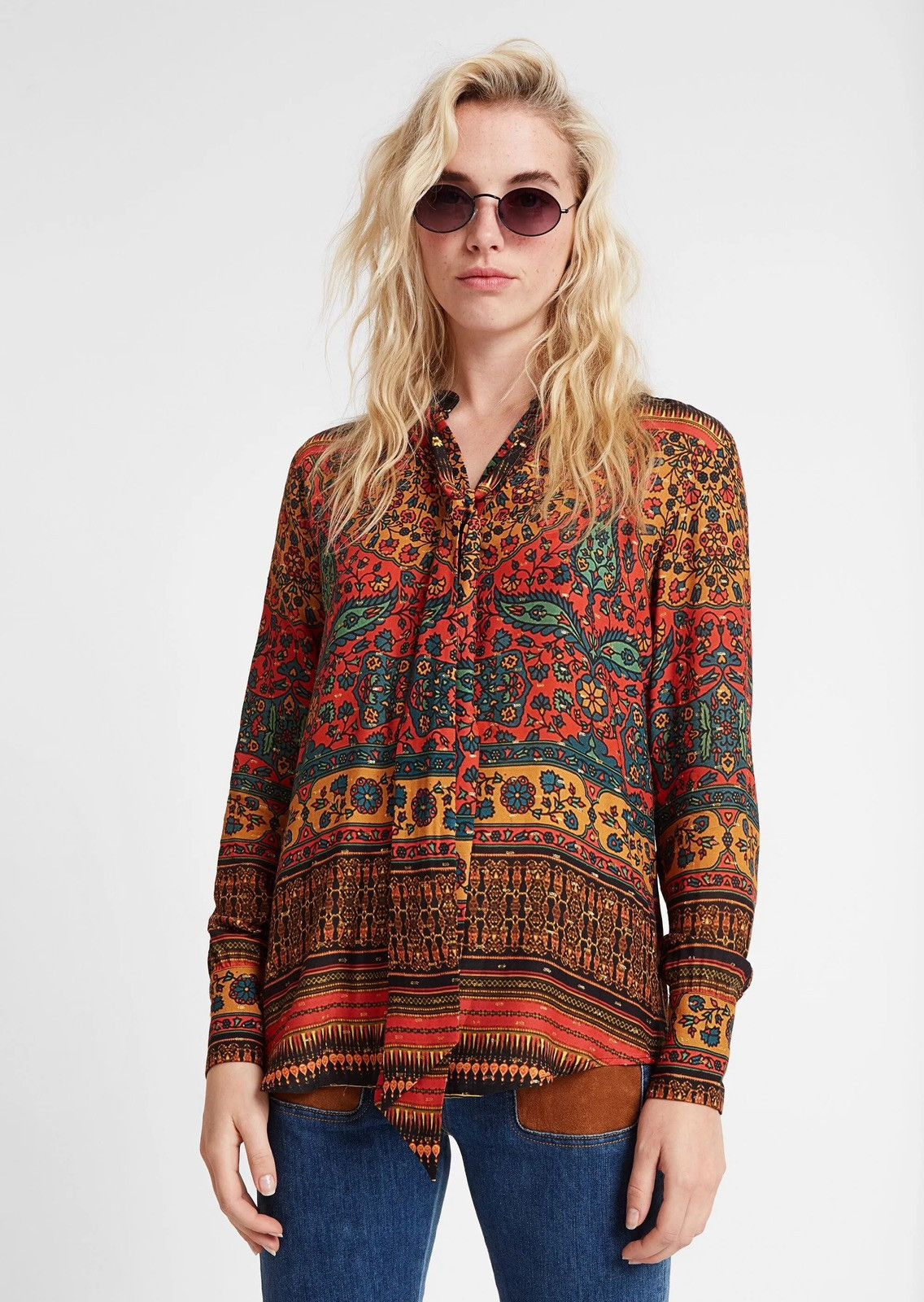 Desigual Desigual Womens Boho Paisley Floral Long Sleeve Blouse Size XL / US 12-14 / IT 48-50 - 1 Thumbnail