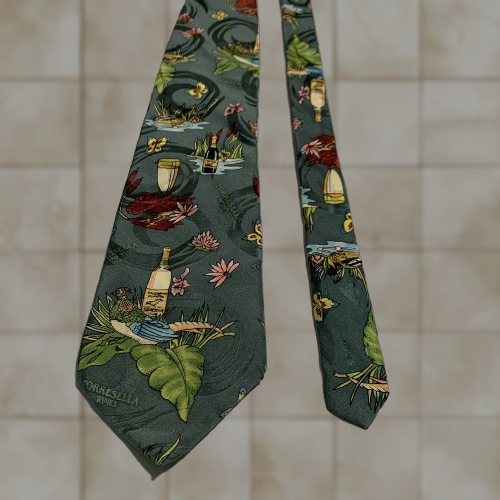 Vintage Vintage Men's Silk Tie MICHAEL BRUCE Made in USA Green Animal Print Party Business Size ONE SIZE - 1 Thumbnail