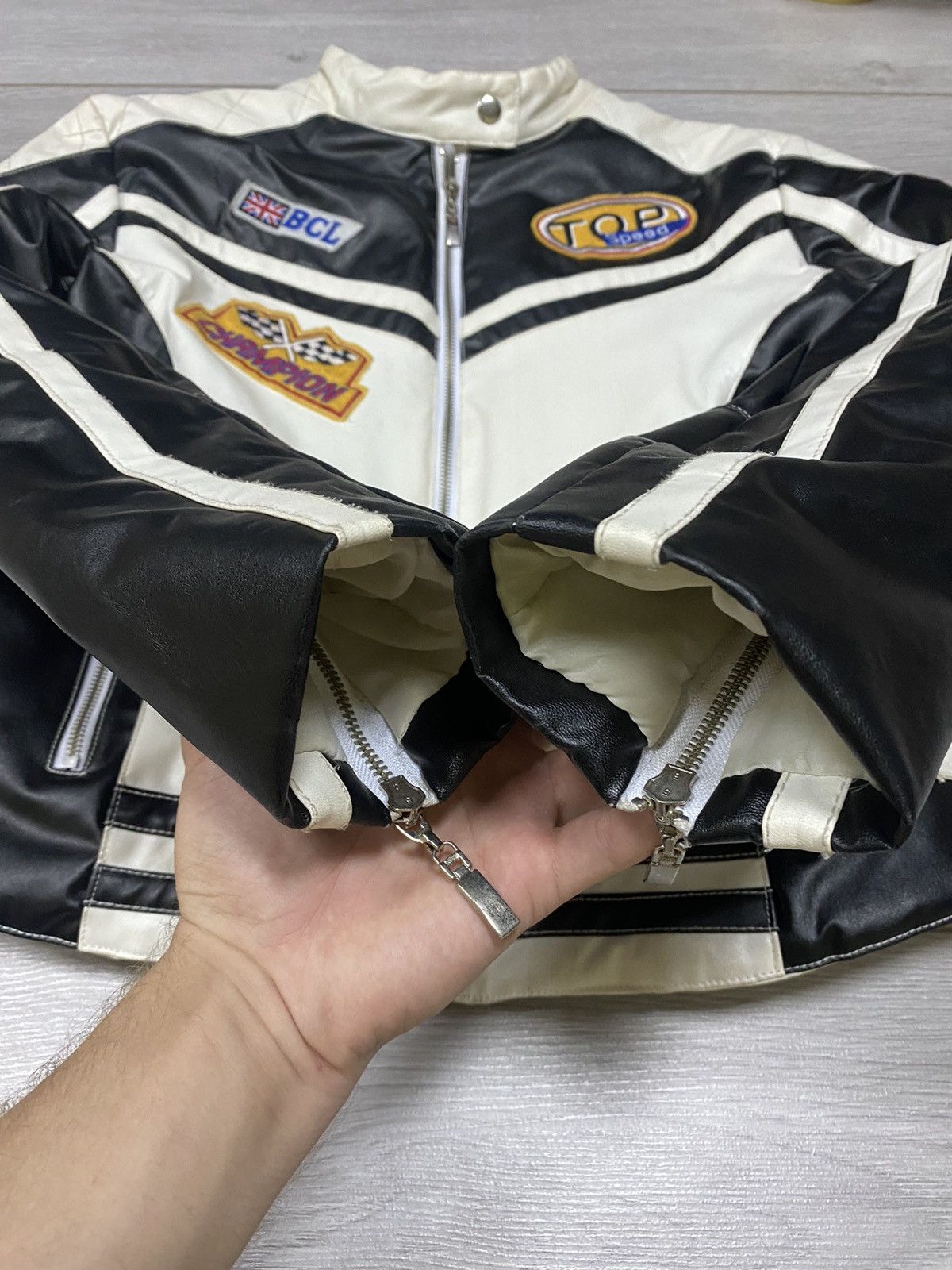 Rare Y2k Wonder Team Feilida Grand-Prix Leather Jacket 90's