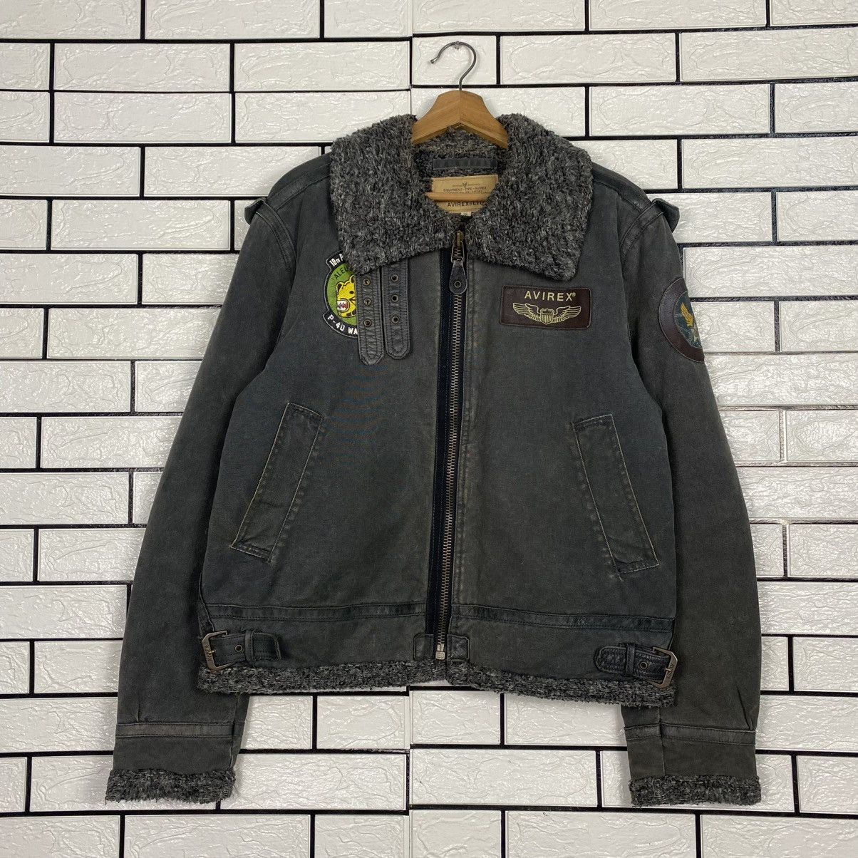 Avirex 🔥VINTAGE BIKER MILITARY JACKET AVIREX BIG LOGO BACKHIT USN Size US XL / EU 56 / 4 - 16 Thumbnail