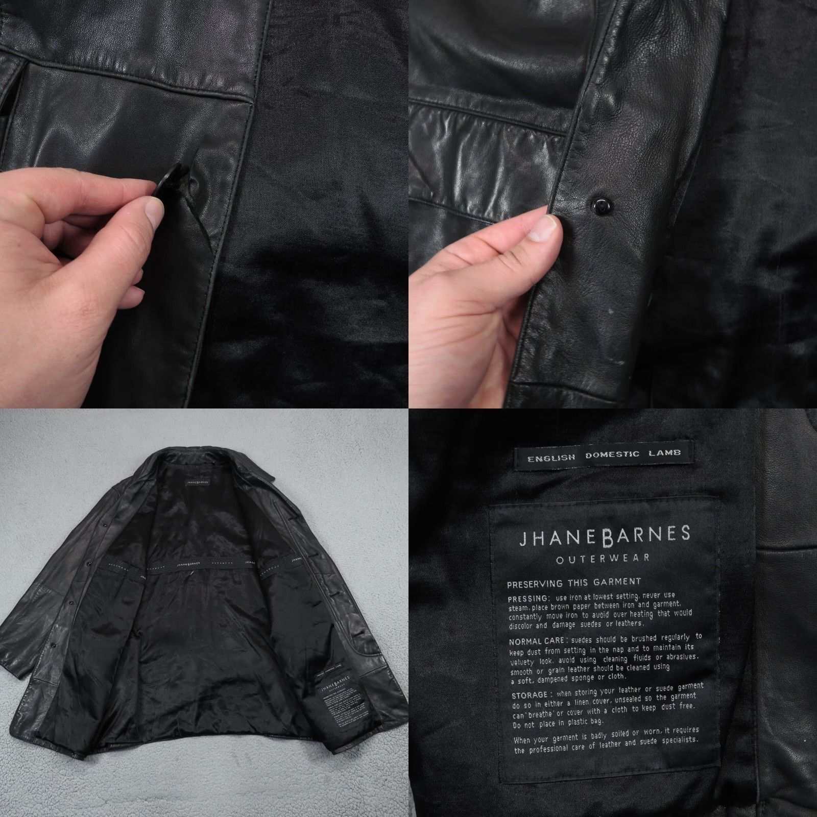 Vintage Jhane Barnes Leather Jacket Mens 42 Black Lambskin Overcoat 4 Button Lined Lamb Coat - Vintage? No Size US XS / EU 42 / 0 - 8 Thumbnail