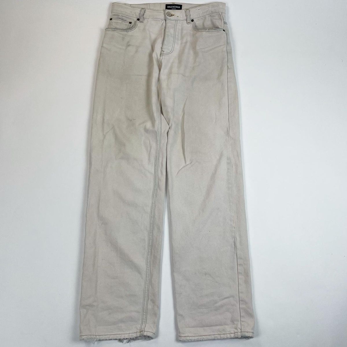 Pre-owned Balenciaga 2021 Distressed Jeans In Cream