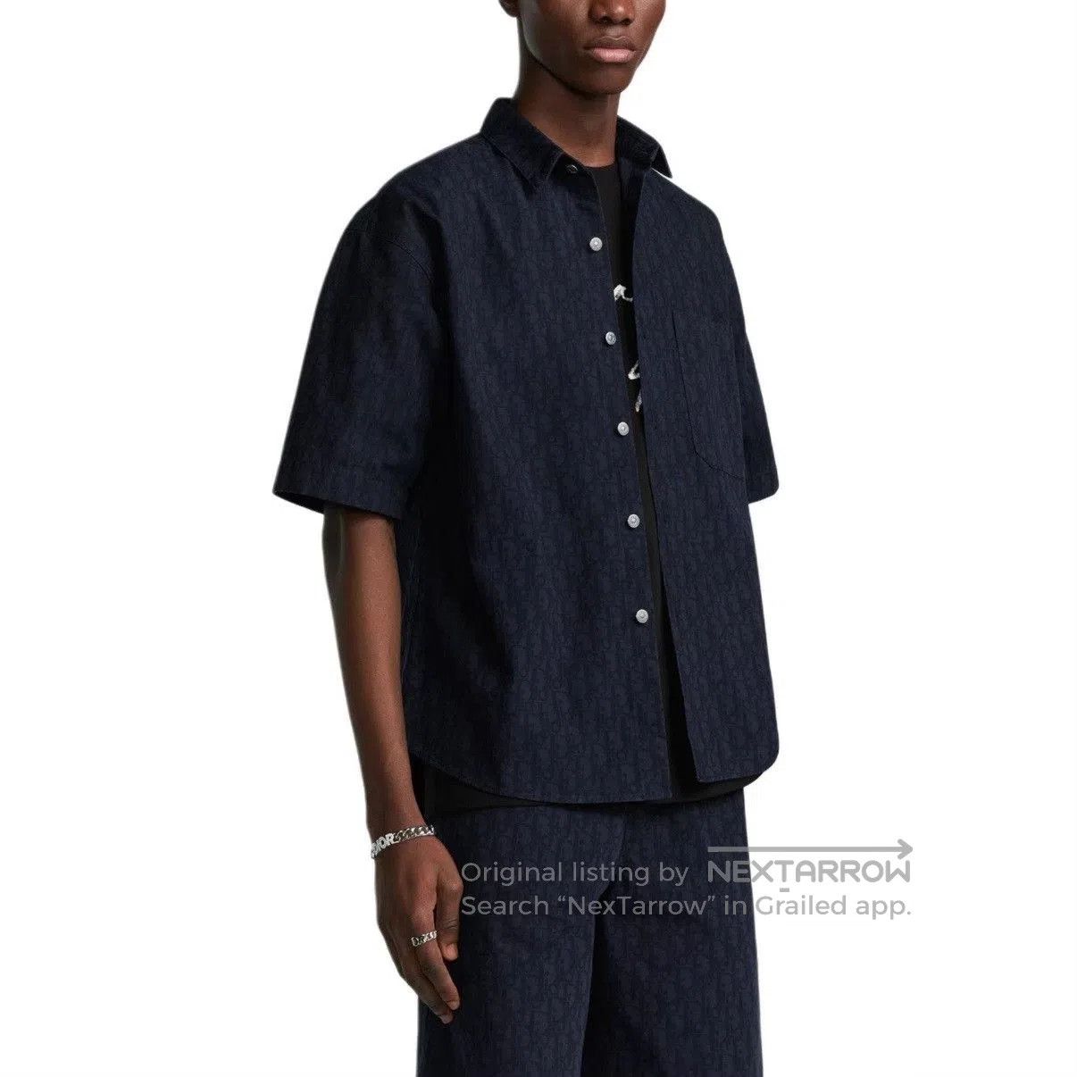 Dior Dior Oblique Print Denim Short-Sleeve Shirt. Size US XS / EU 42 / 0 - 6 Thumbnail