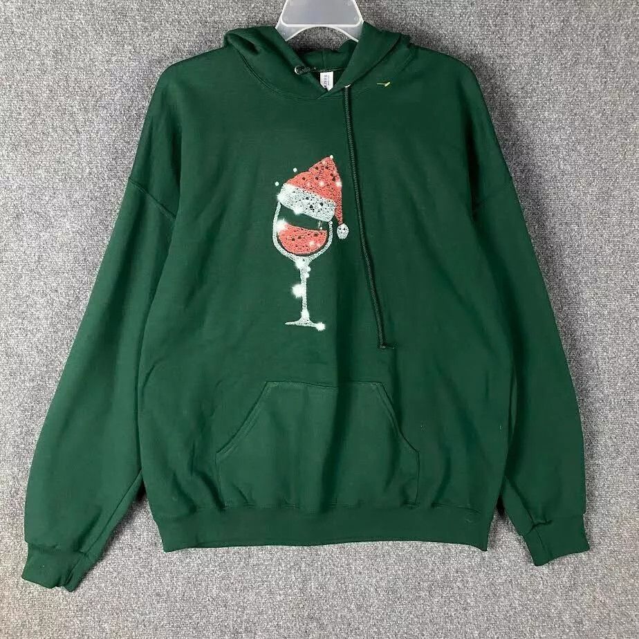 Jerzees Wine Glass Christmas Hoodie Men's 2XL Jerzees Cotton Blend Size US XXL / EU 58 / 5 - 1 Thumbnail