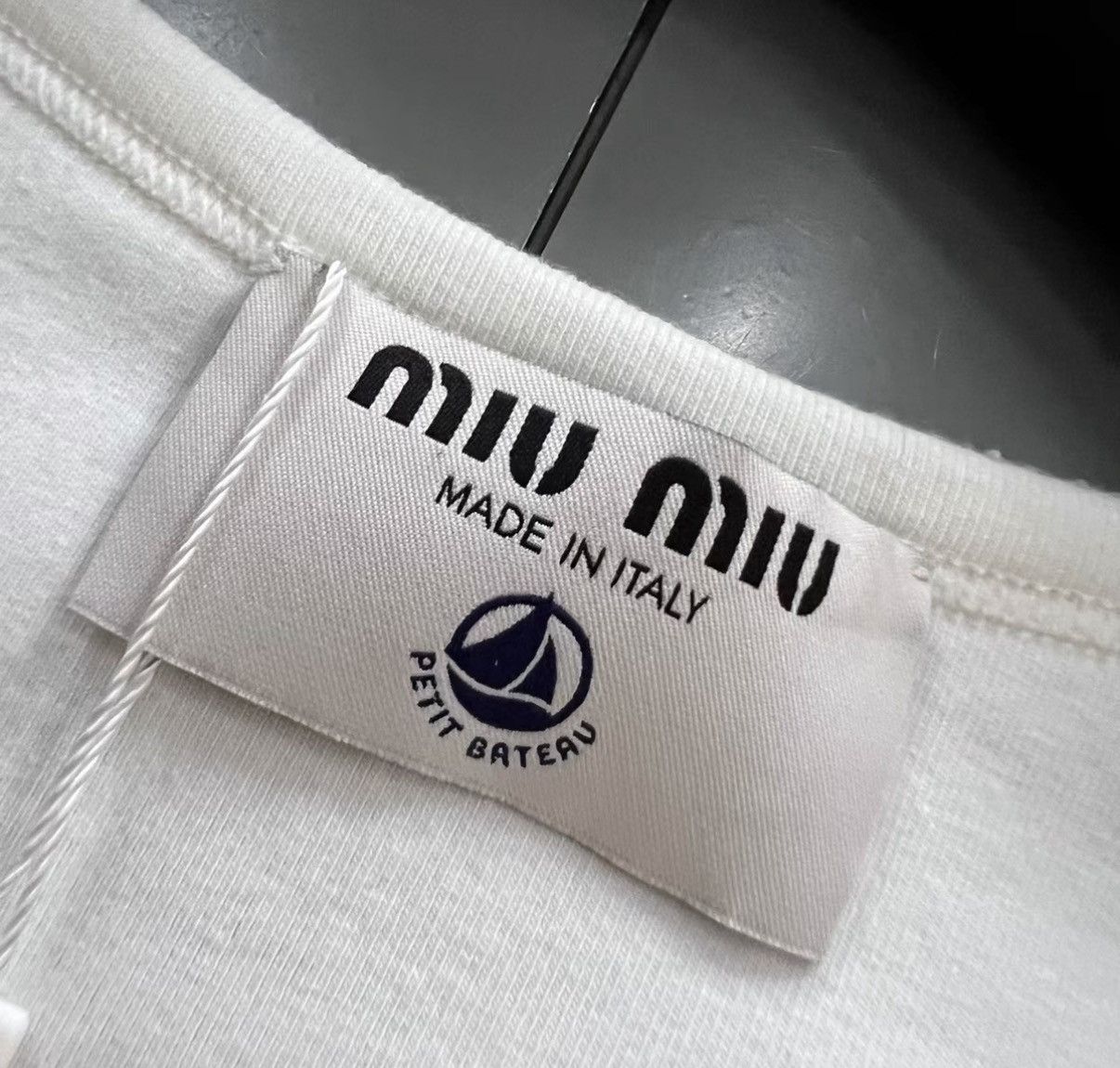 Miu Miu Miu Miu × Petit Bateau embroidered logo white bodysuit J41 Size US S / EU 44-46 / 1 - 3 Thumbnail